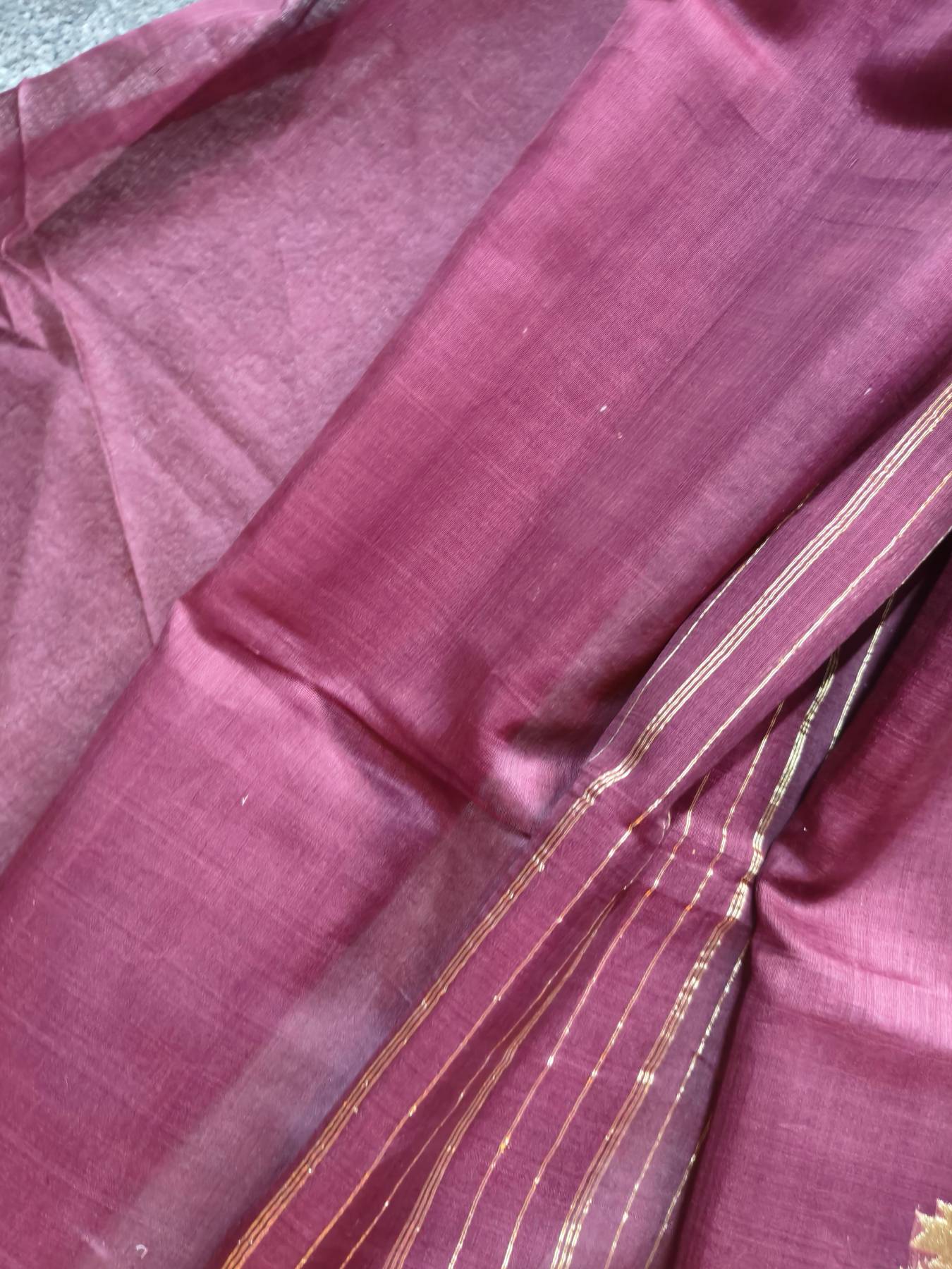 WINE COTTON REAL JARI PURE HANDLOOM BANARASI SAREE
