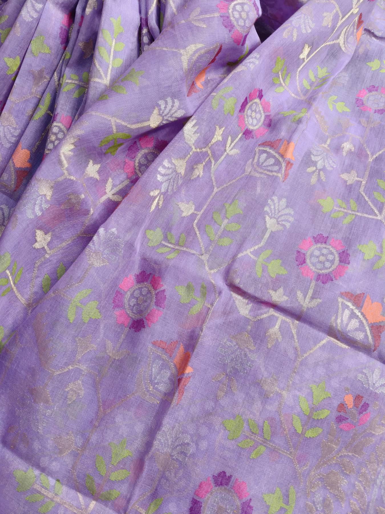 LILAC COTTON REAL JARI PURE HANDLOOM BANARASI SAREE