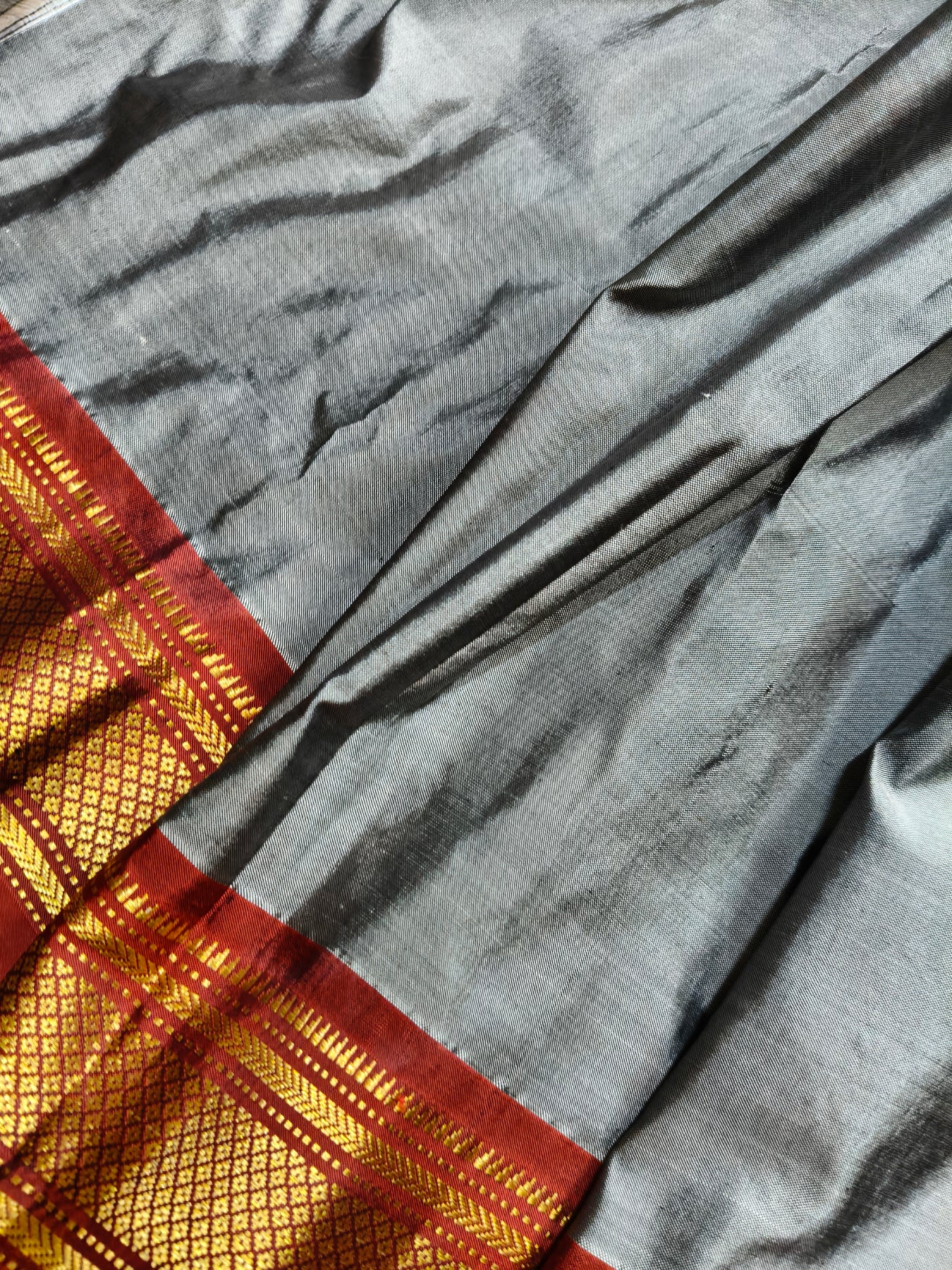 GREY SILK PURE HANDLOOM PAITHANI SAREE