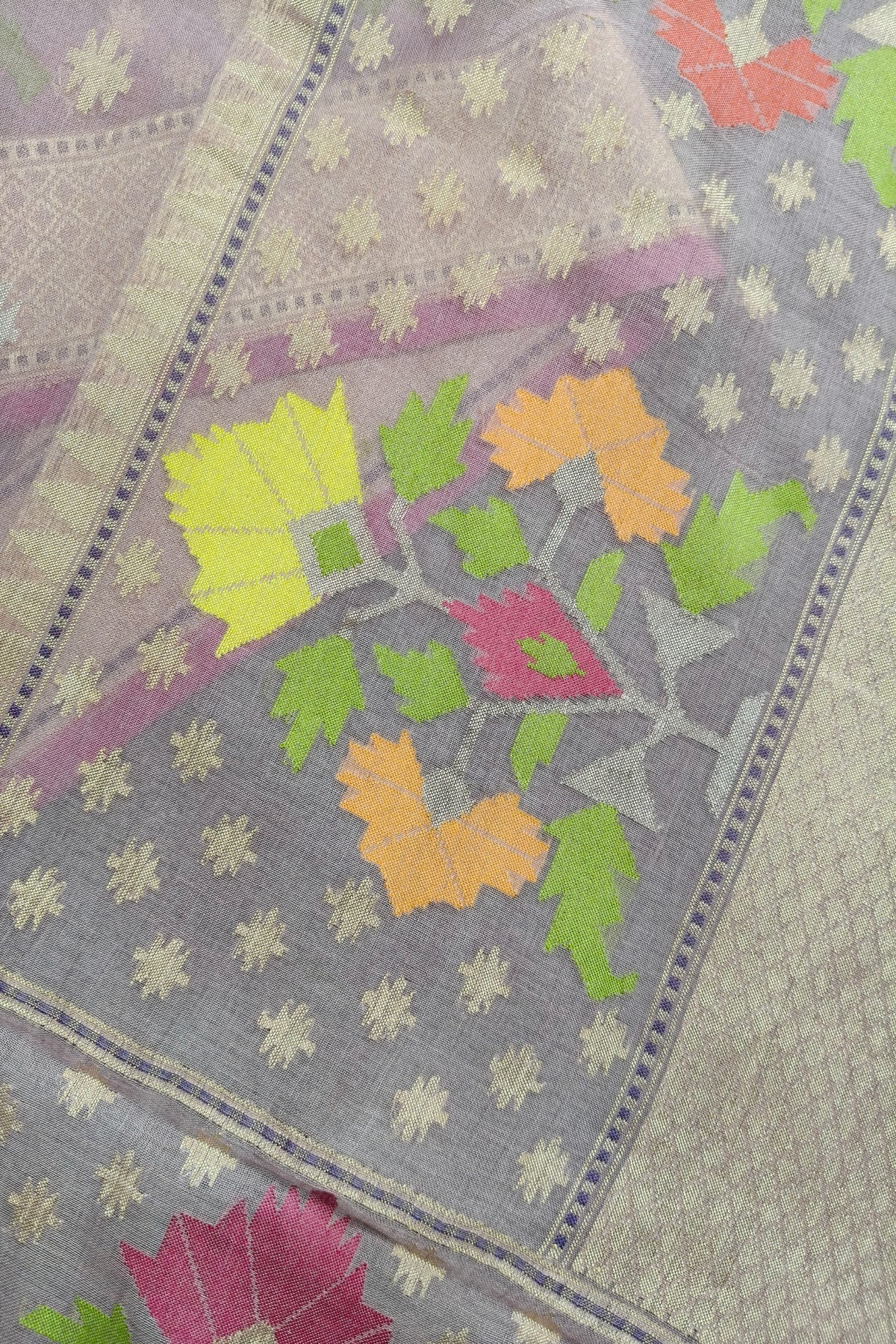 ONION PINK COTTON REAL JARI PURE HANDLOOM BANARASI SAREE