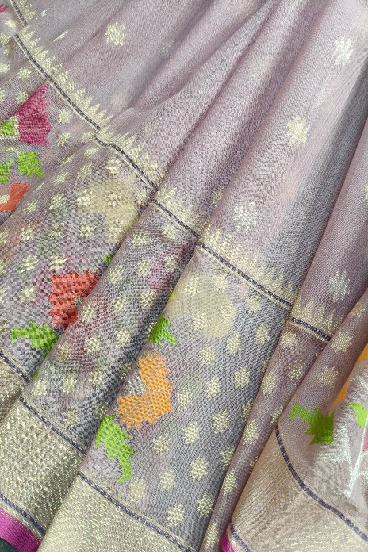 ONION PINK COTTON REAL JARI PURE HANDLOOM BANARASI SAREE