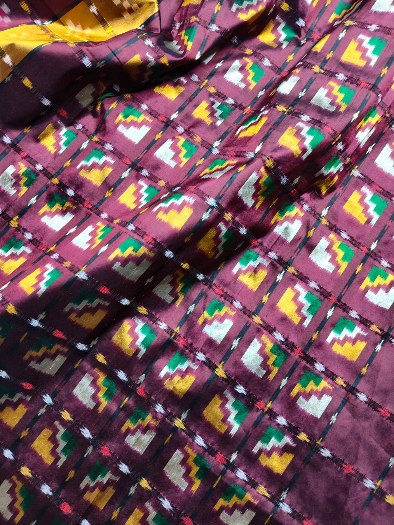 MAROON SILK PURE HANDLOOM IKKAT SAREE