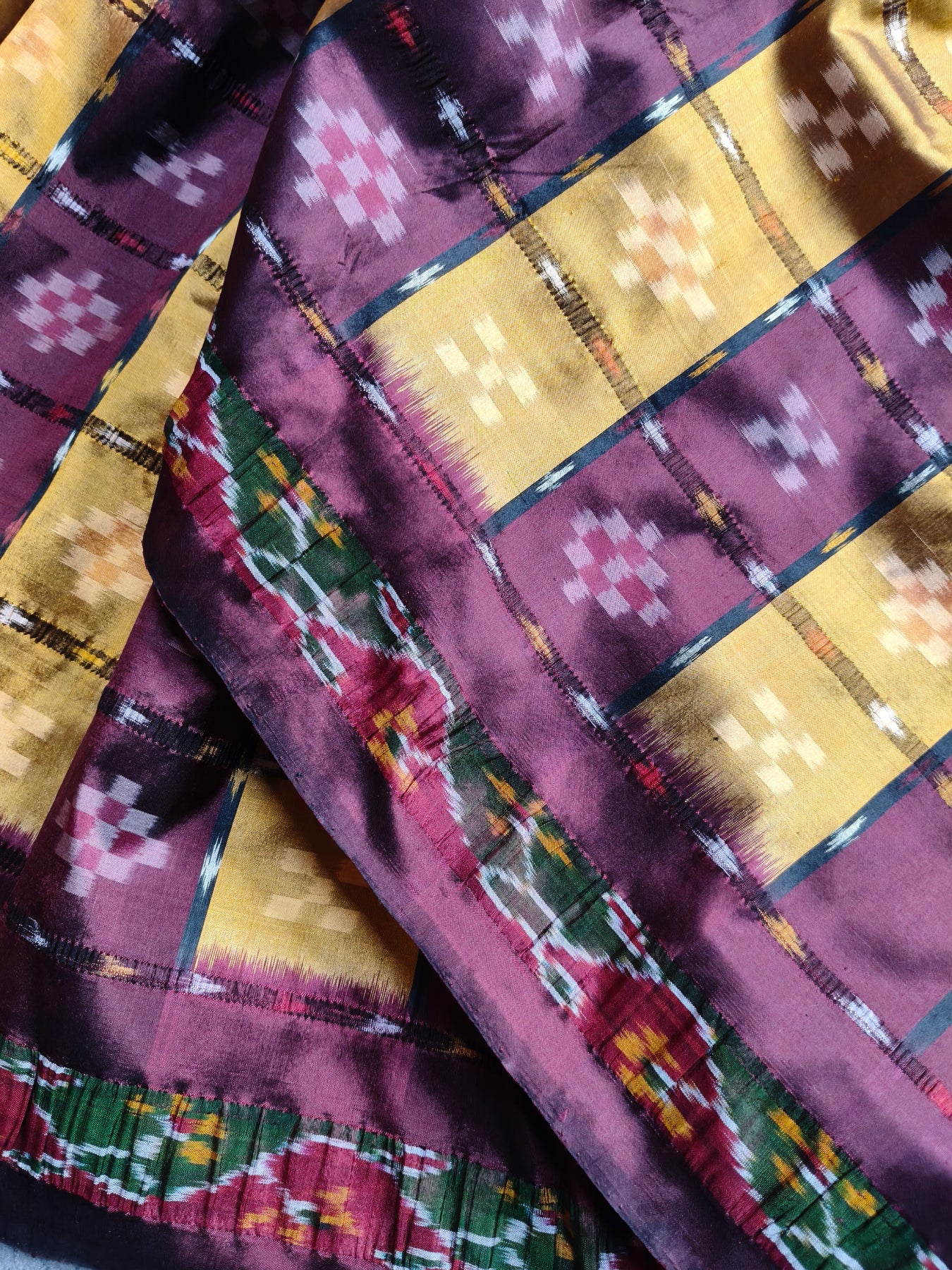 MAROON SILK PURE HANDLOOM IKKAT SAREE