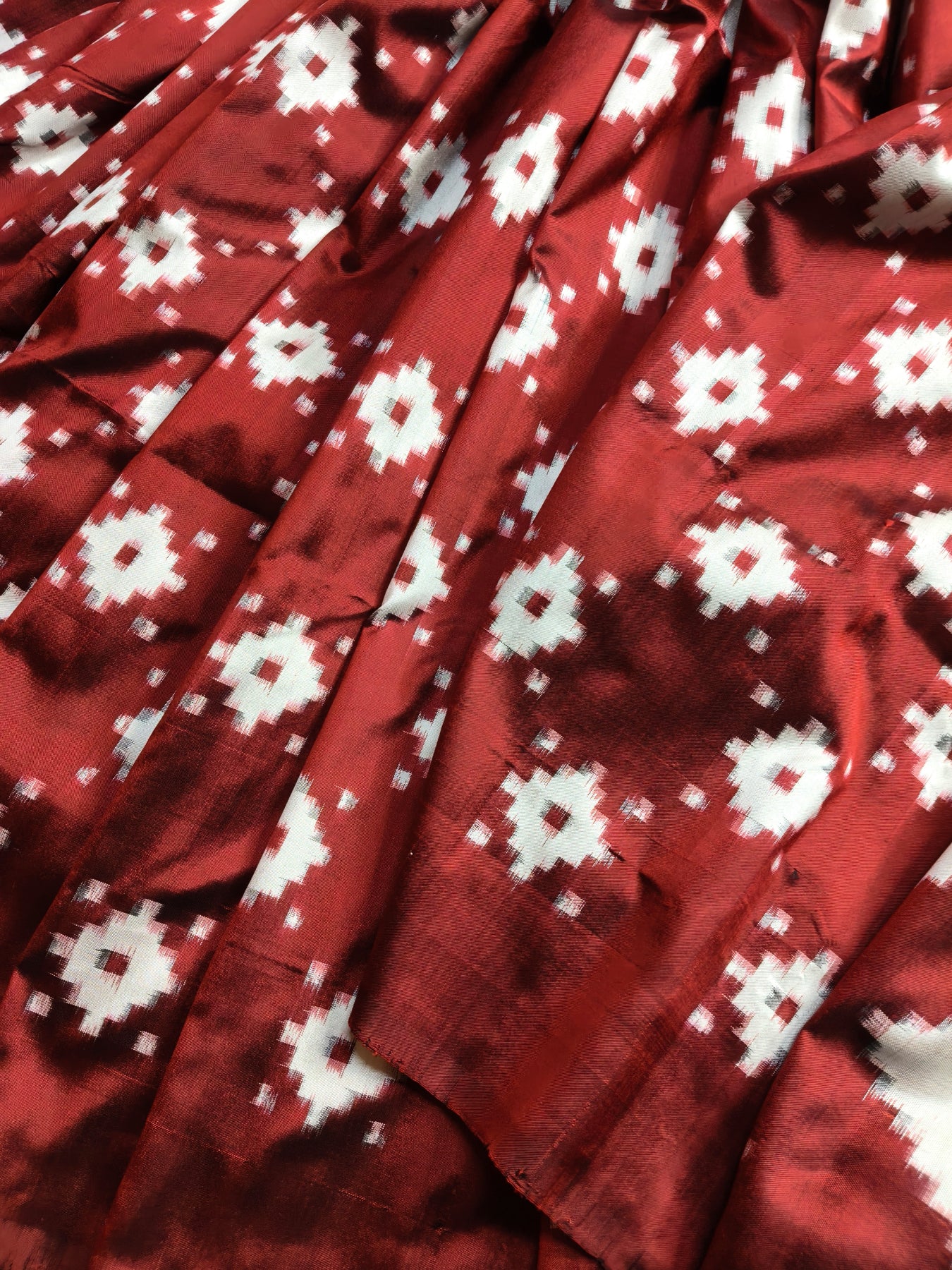 MAROON SILK PURE HANDLOOM DOUBLE IKKAT SAREE
