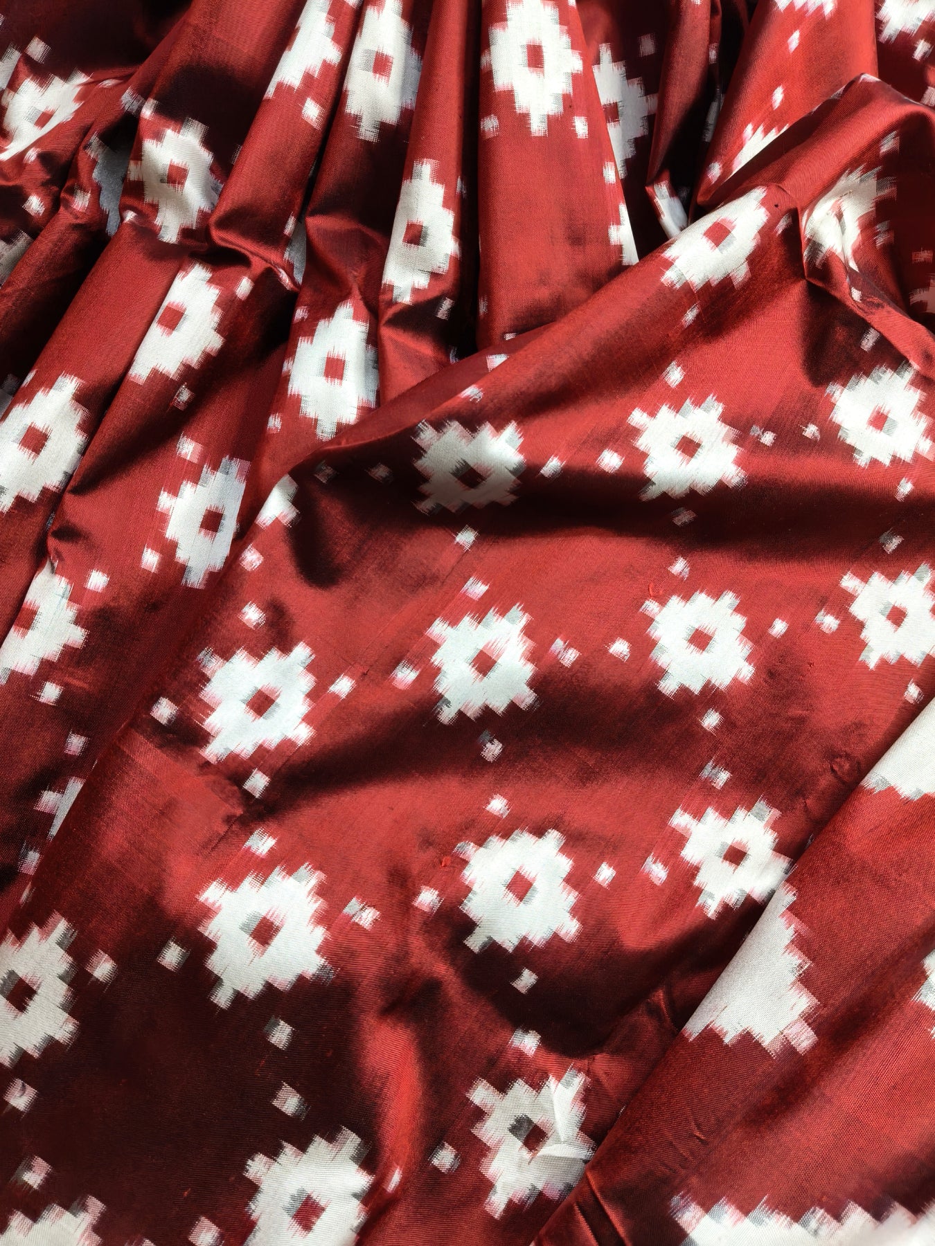 MAROON SILK PURE HANDLOOM DOUBLE IKKAT SAREE