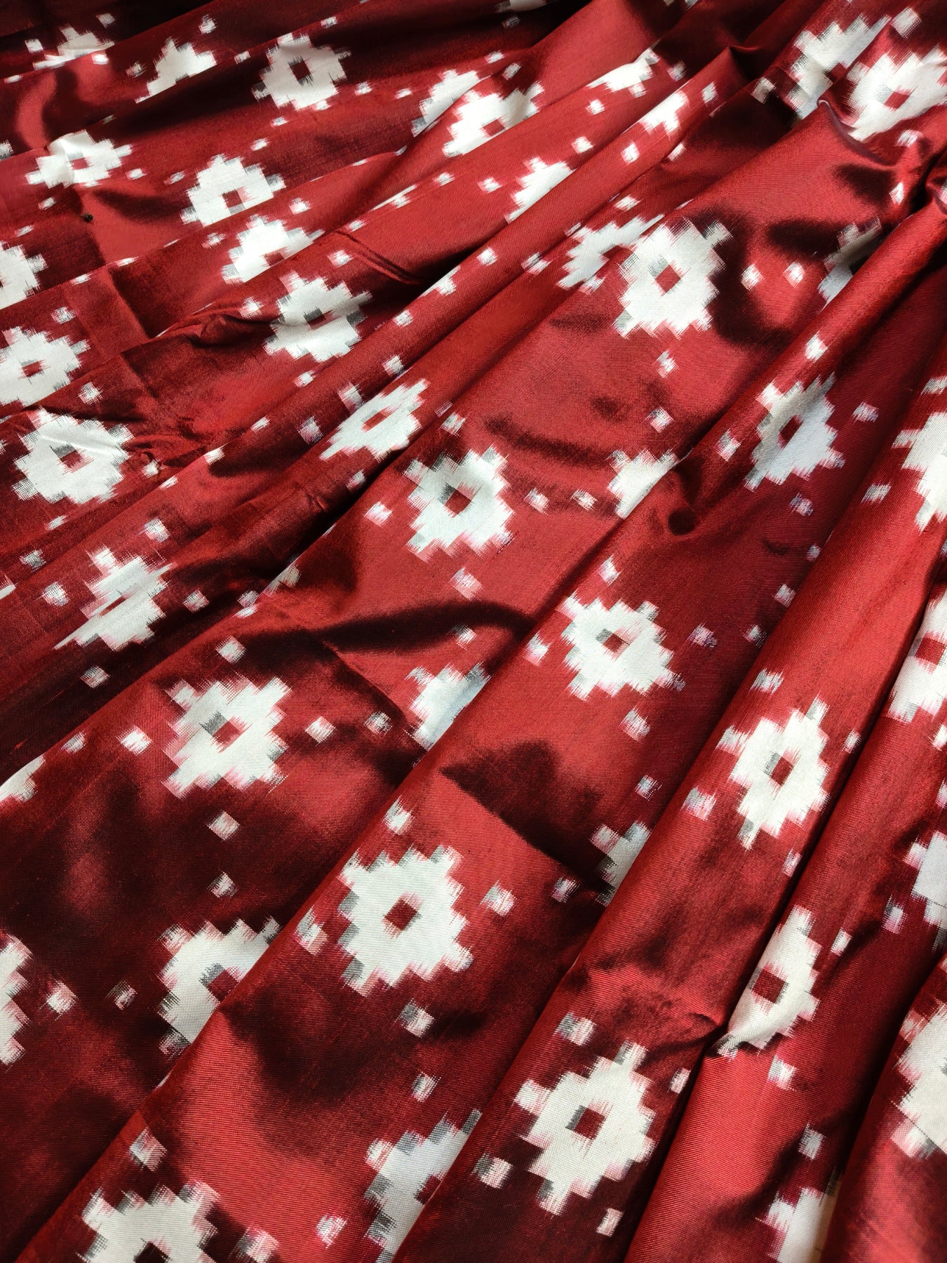 MAROON SILK PURE HANDLOOM DOUBLE IKKAT SAREE