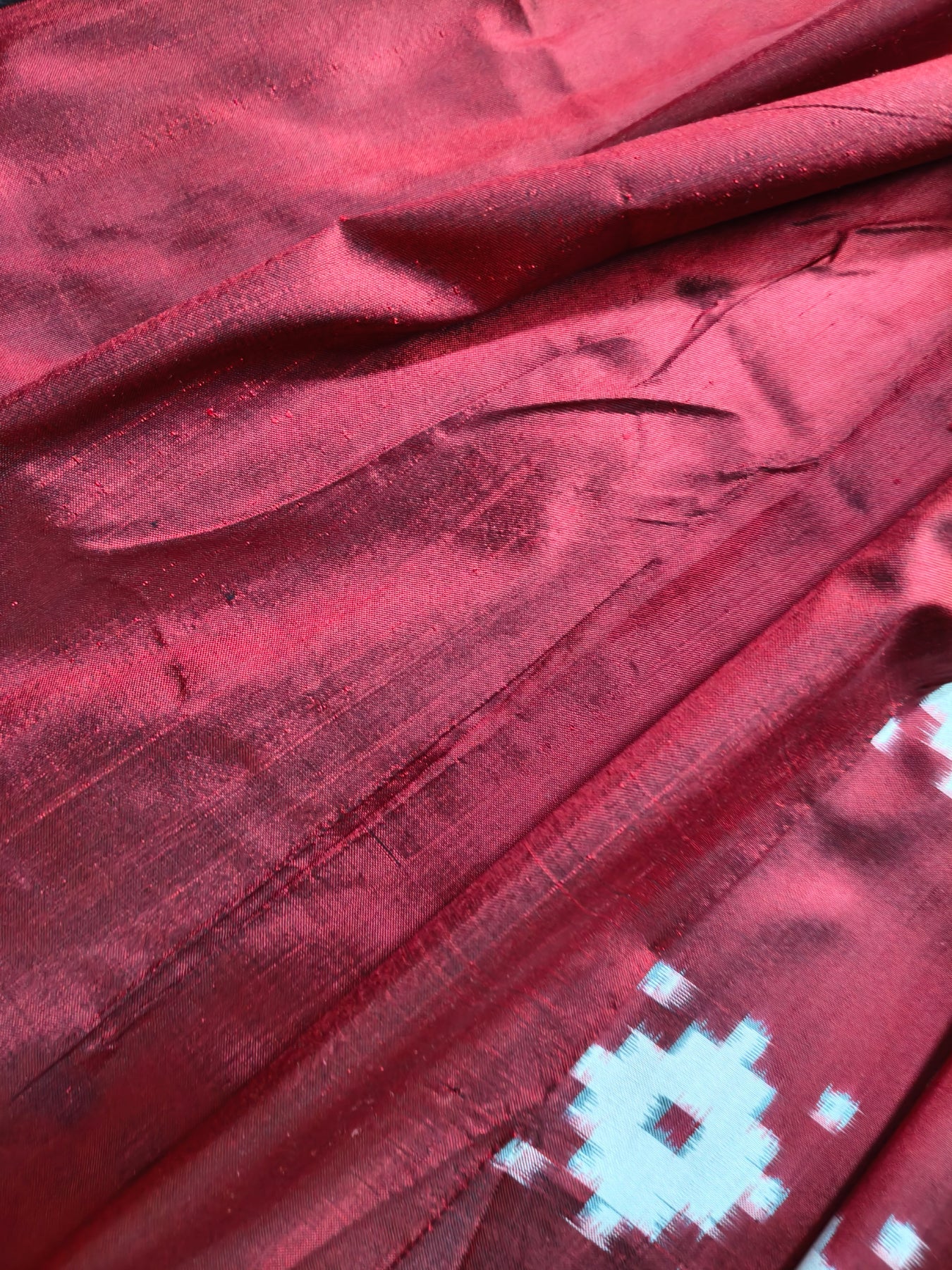 MAROON SILK PURE HANDLOOM DOUBLE IKKAT SAREE