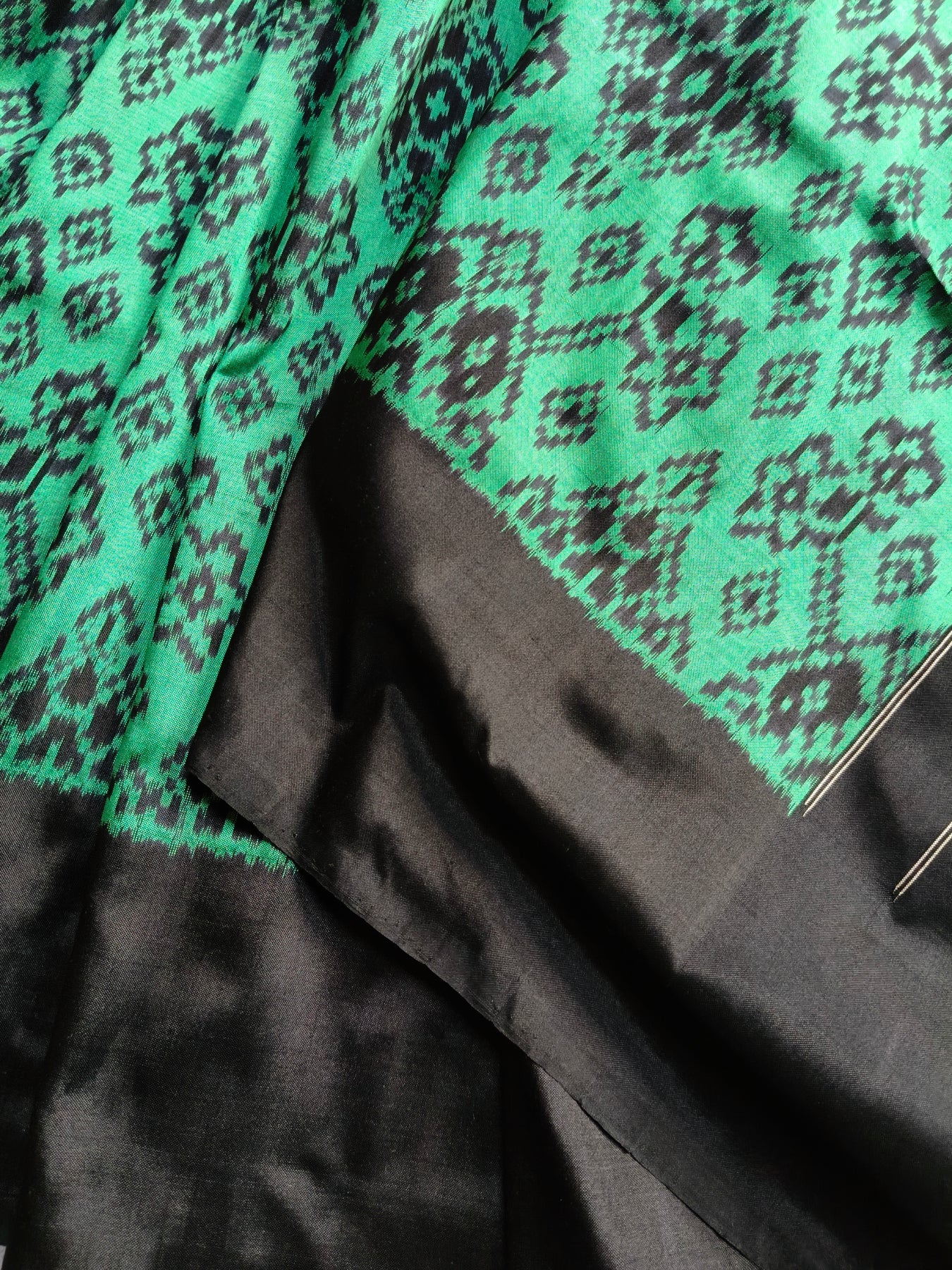 GREEN SILK PURE HANDLOOM IKKAT SAREE
