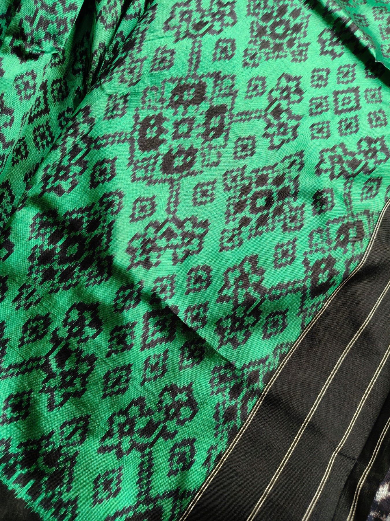 GREEN SILK PURE HANDLOOM IKKAT SAREE