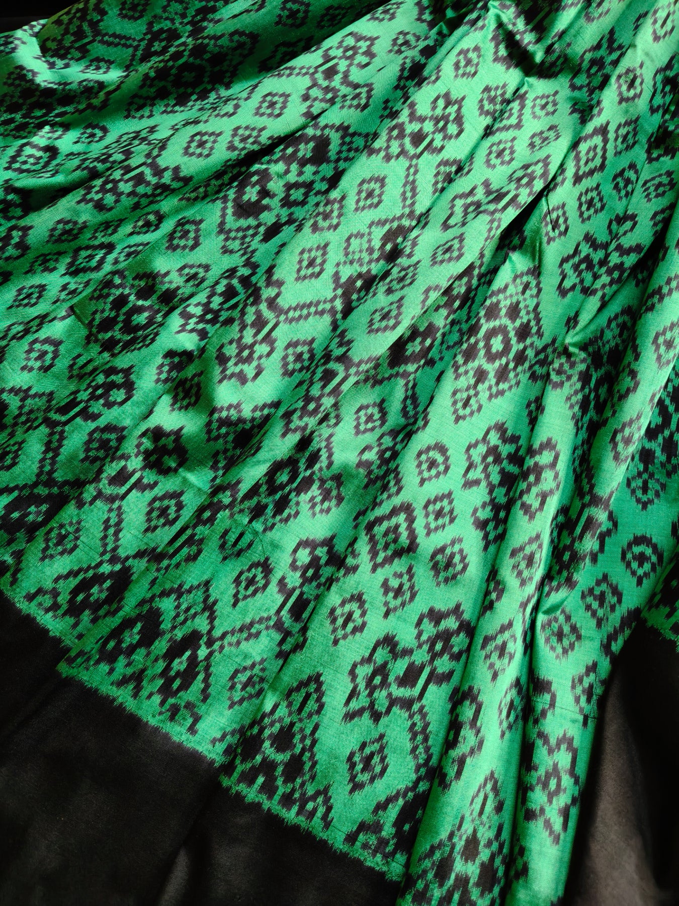 GREEN SILK PURE HANDLOOM IKKAT SAREE
