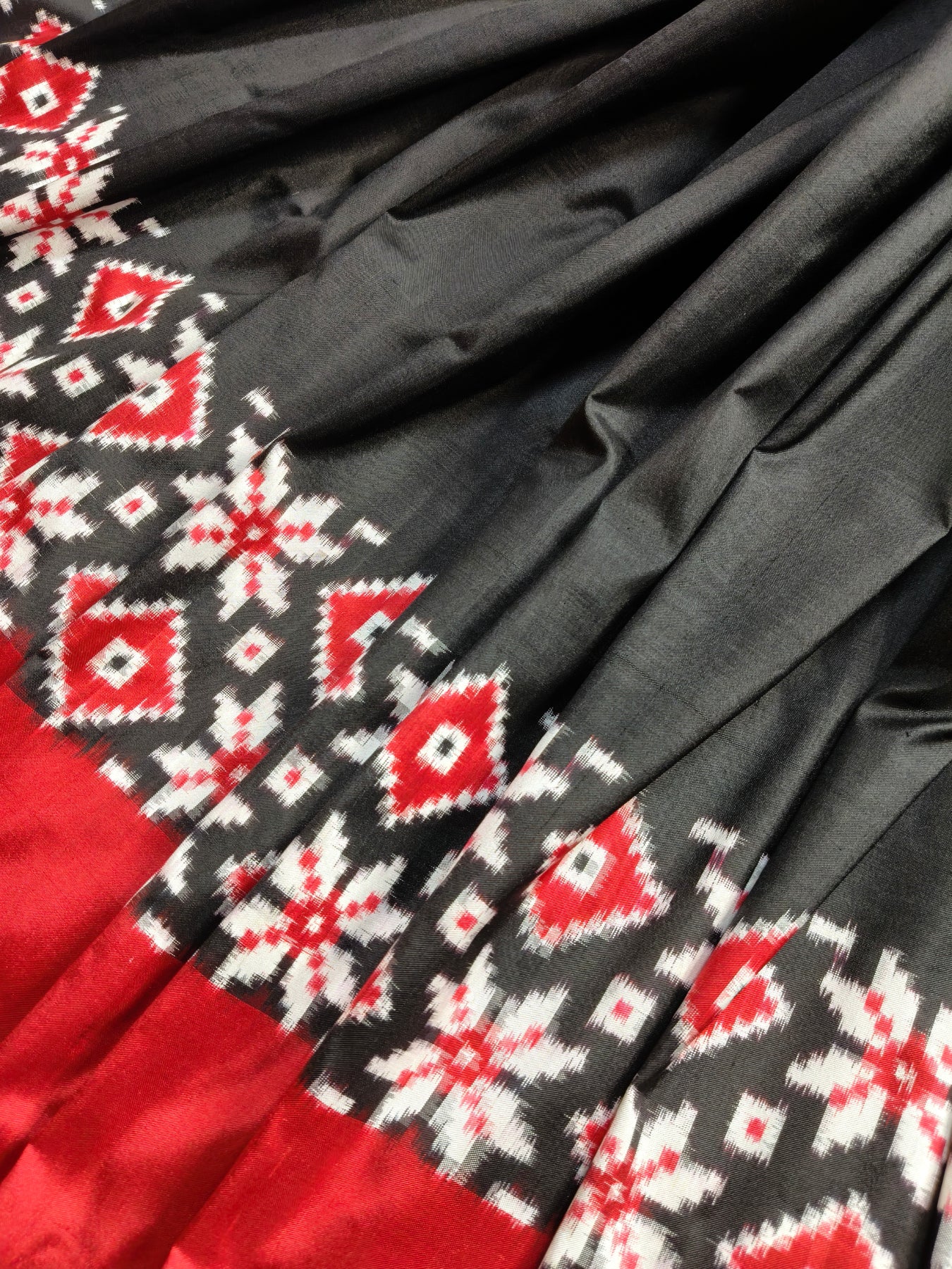 BLACK SILK PURE HANDLOOM DOUBLE IKKAT SAREE
