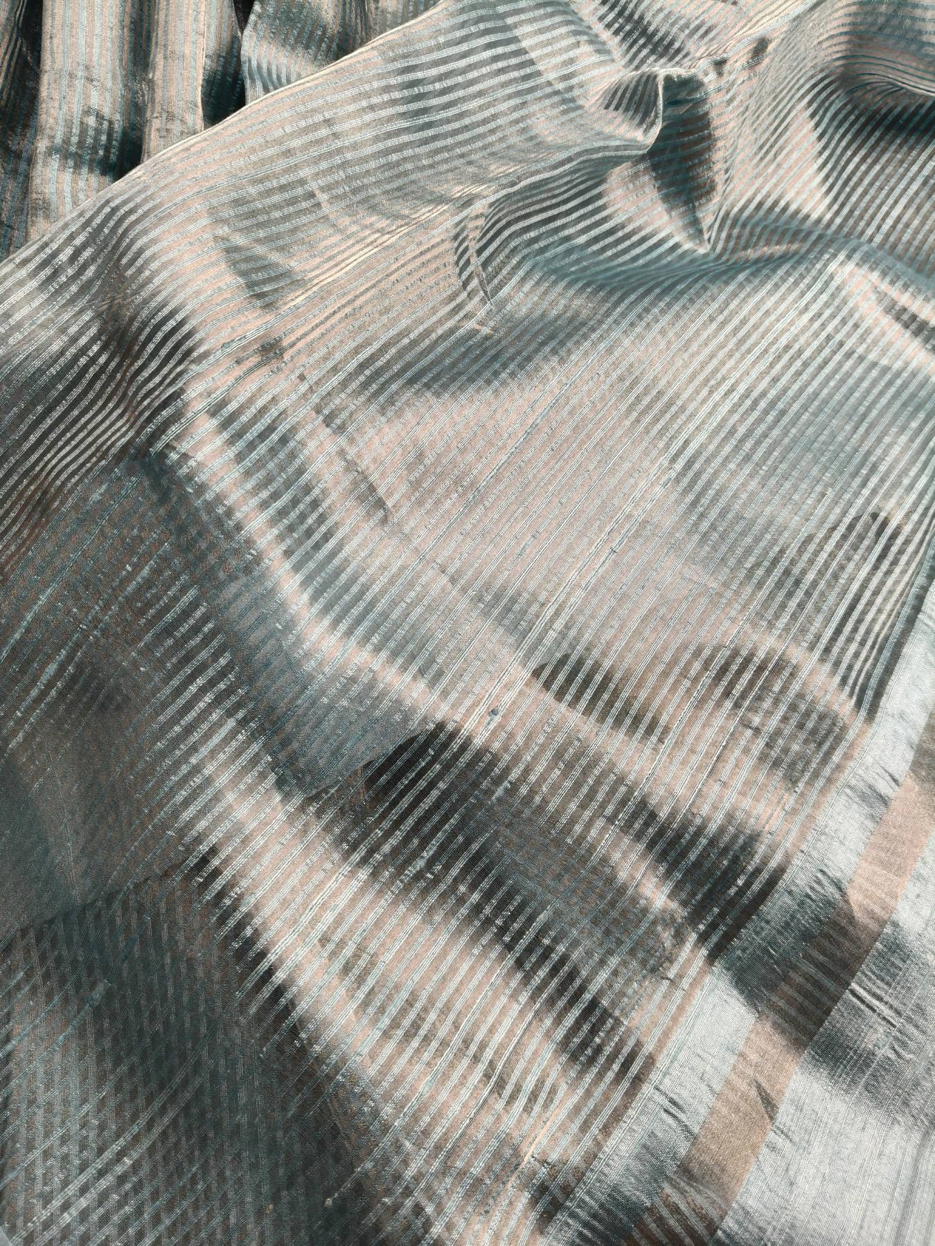 GREYISH BLUE ORGANZA PURE HANDLOOM BANARASI SAREE
