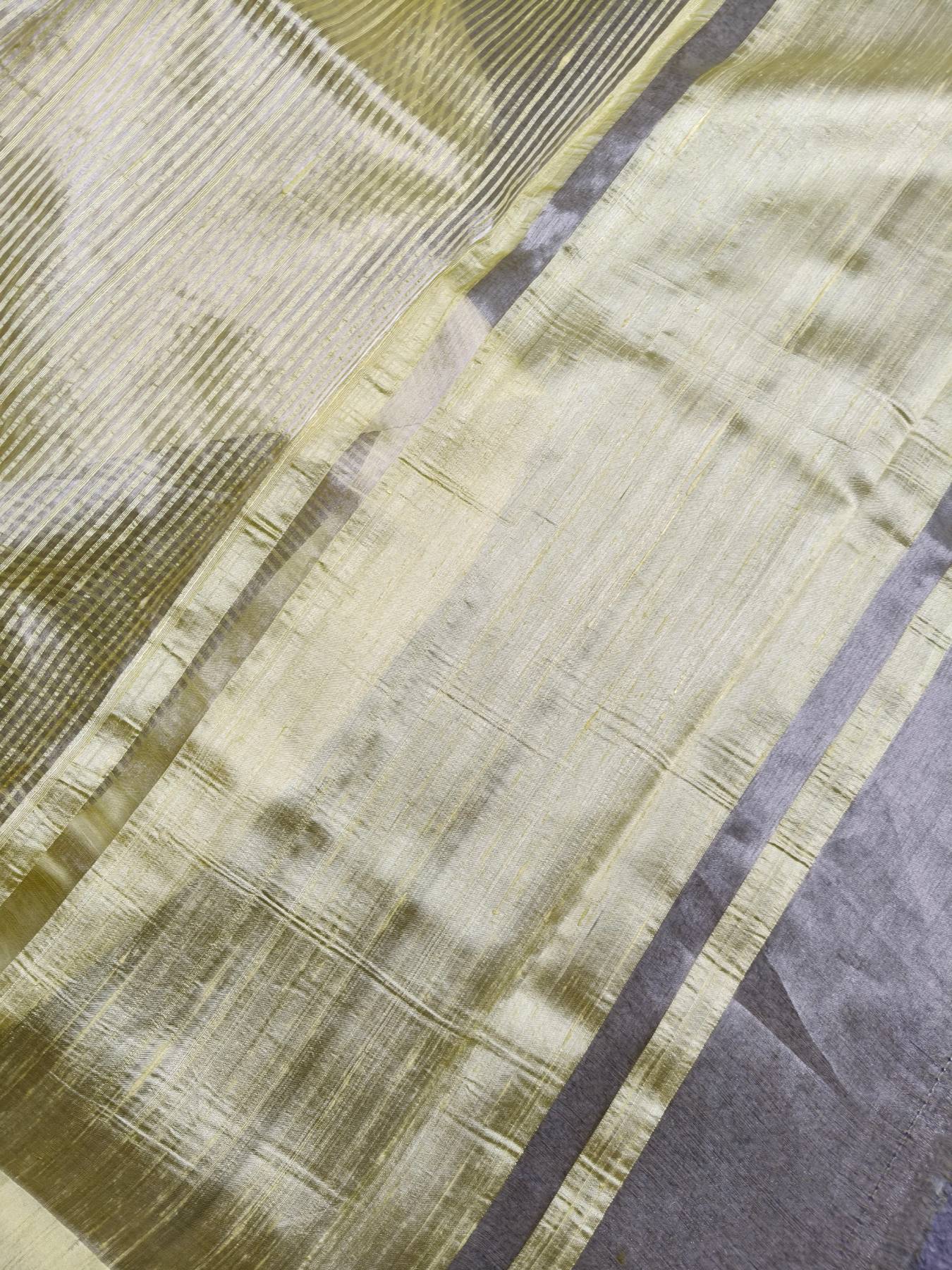 YELLOW ORGANZA PURE HANDLOOM BANARASI SAREE