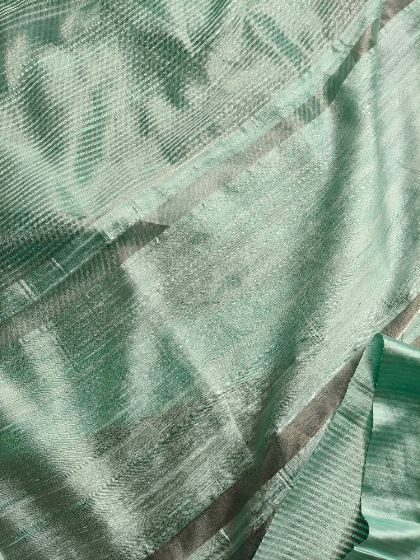 SEA BLUE ORGANZA PURE HANDLOOM BANARASI SAREE