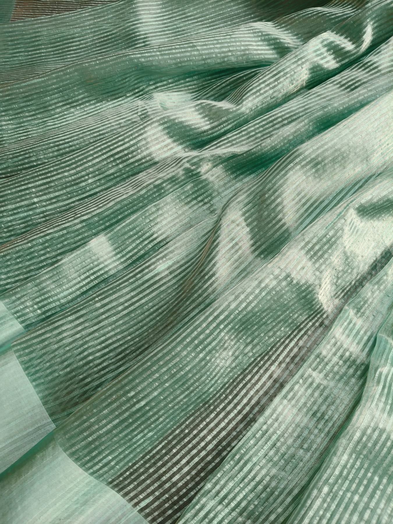 SEA BLUE ORGANZA PURE HANDLOOM BANARASI SAREE