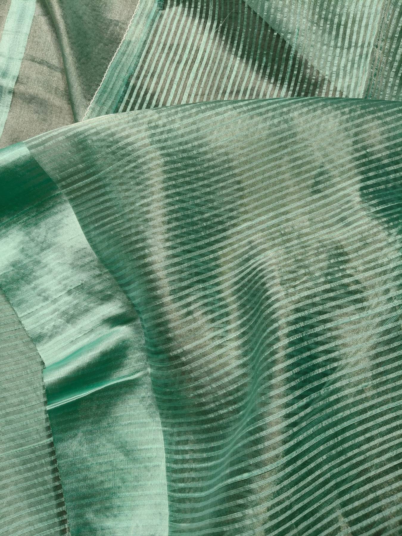 SEA BLUE ORGANZA PURE HANDLOOM BANARASI SAREE