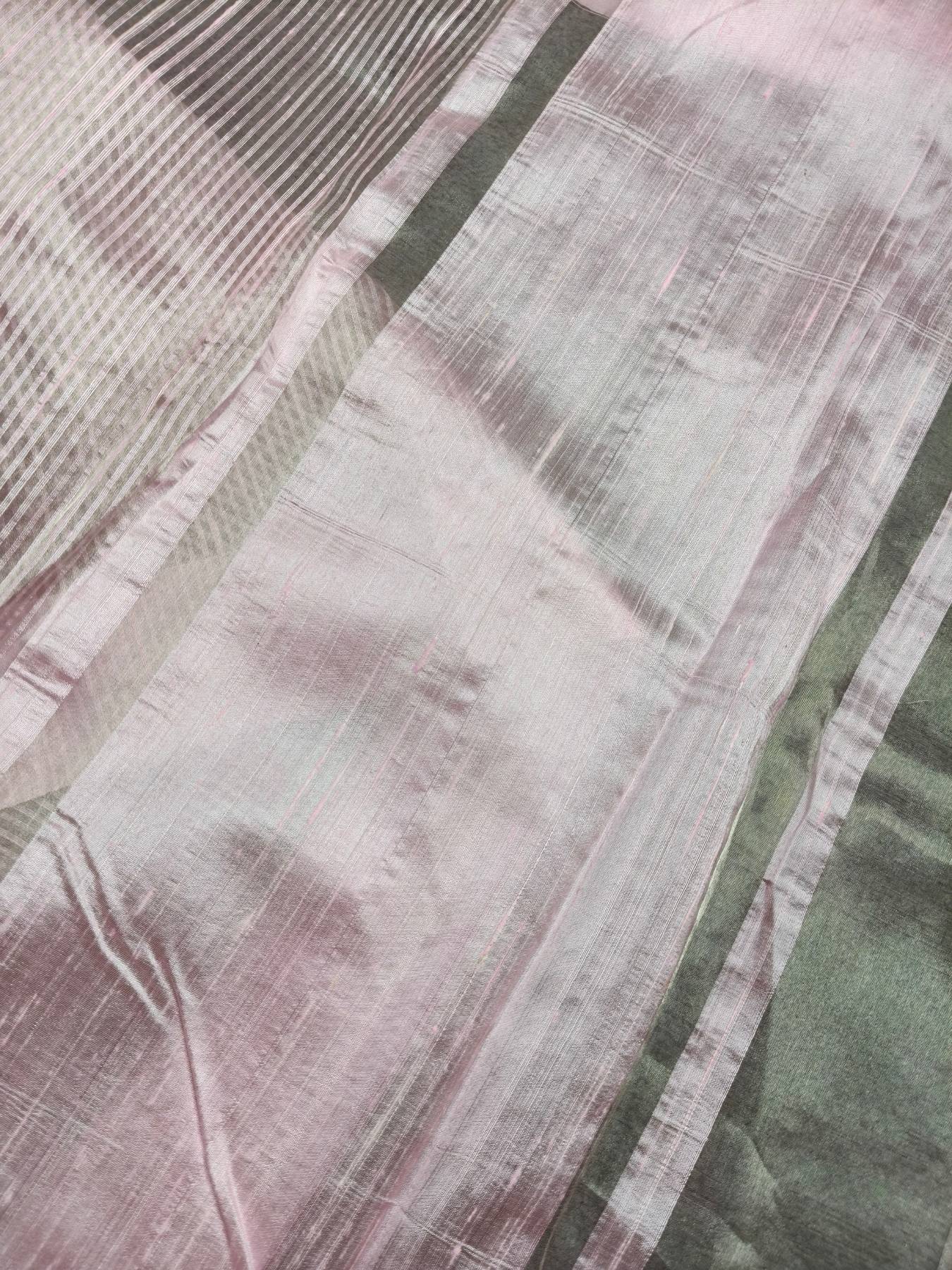 BABY PINK ORGANZA PURE HANDLOOM BANARASI SAREE