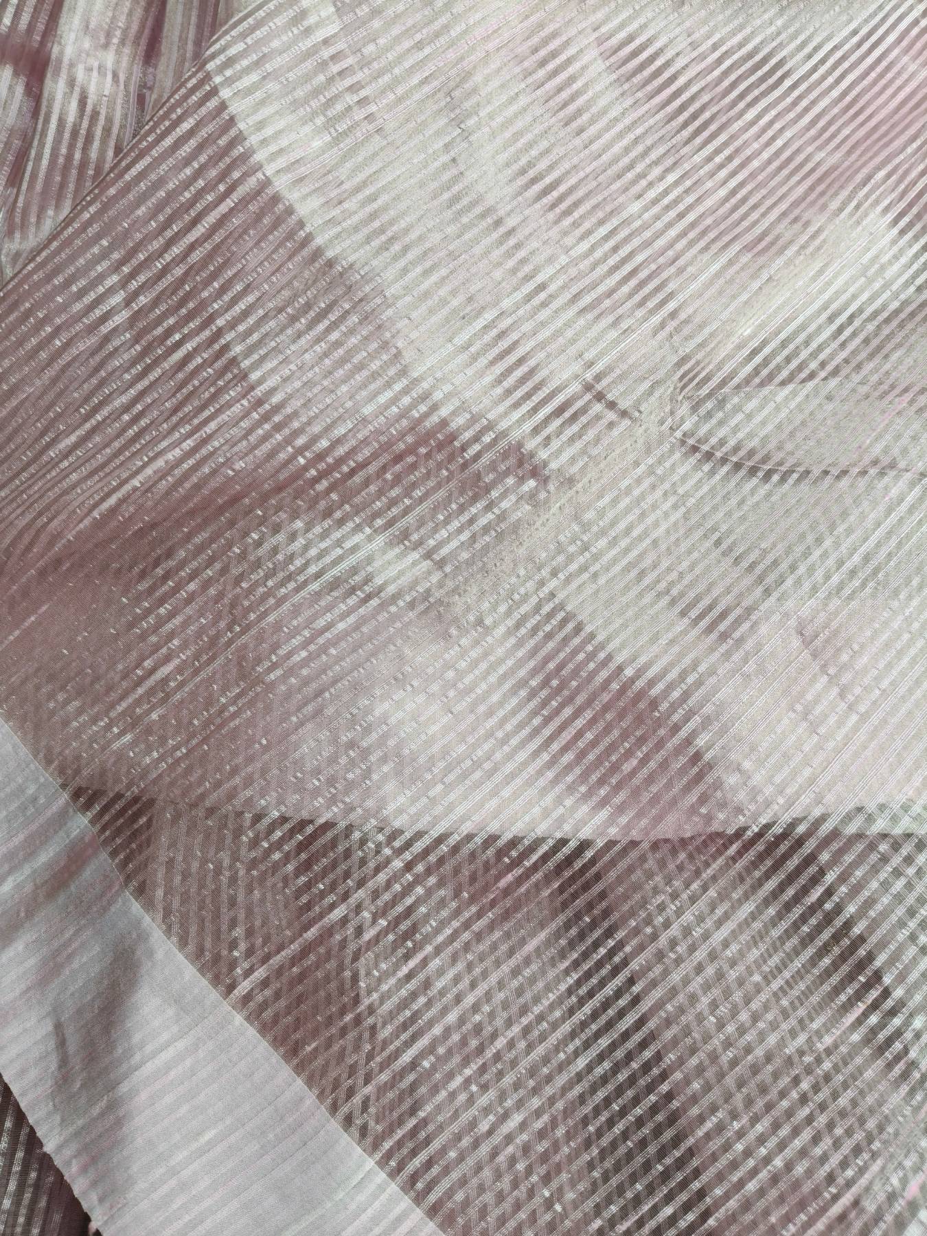 BABY PINK ORGANZA PURE HANDLOOM BANARASI SAREE