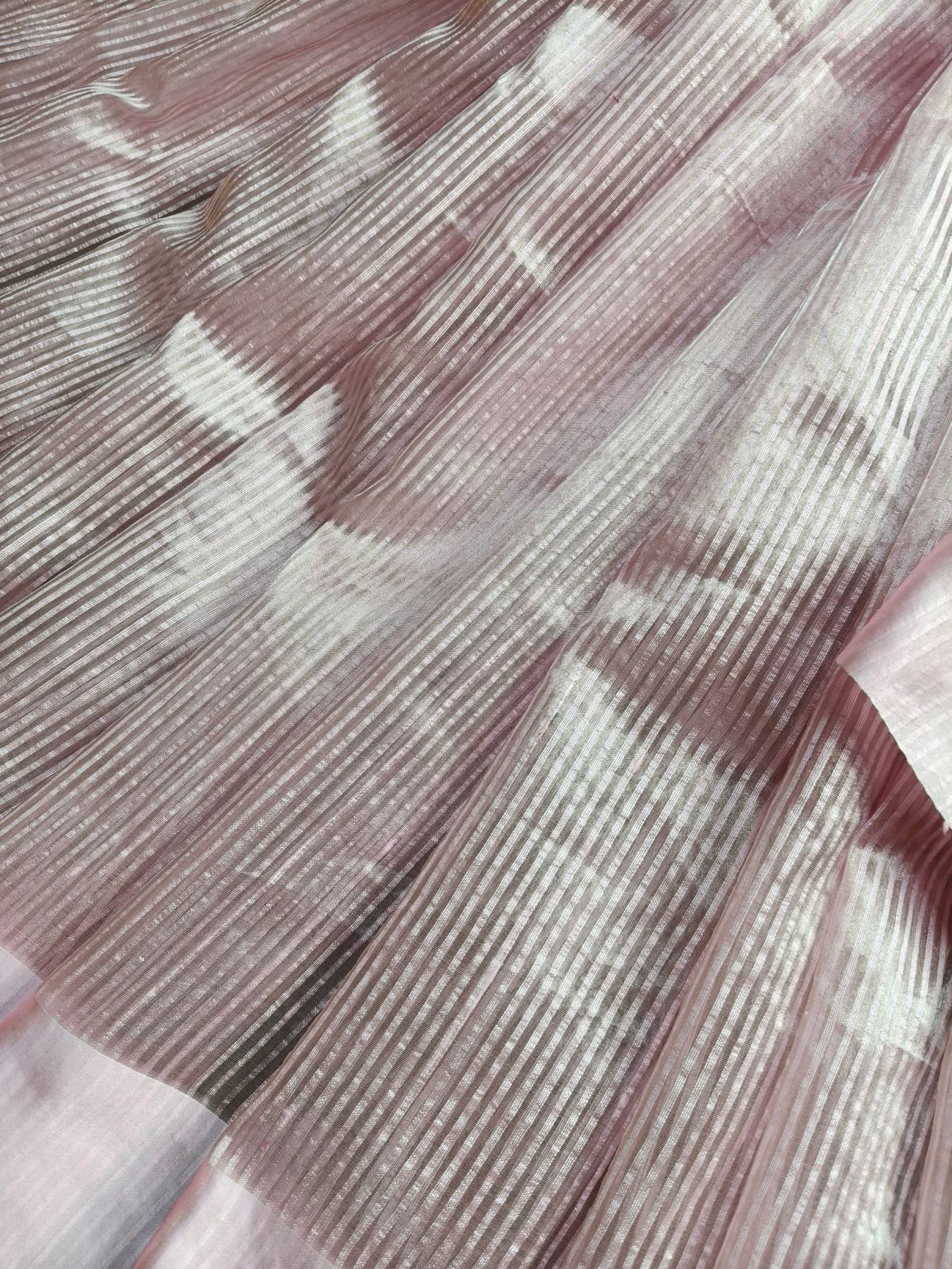 BABY PINK ORGANZA PURE HANDLOOM BANARASI SAREE
