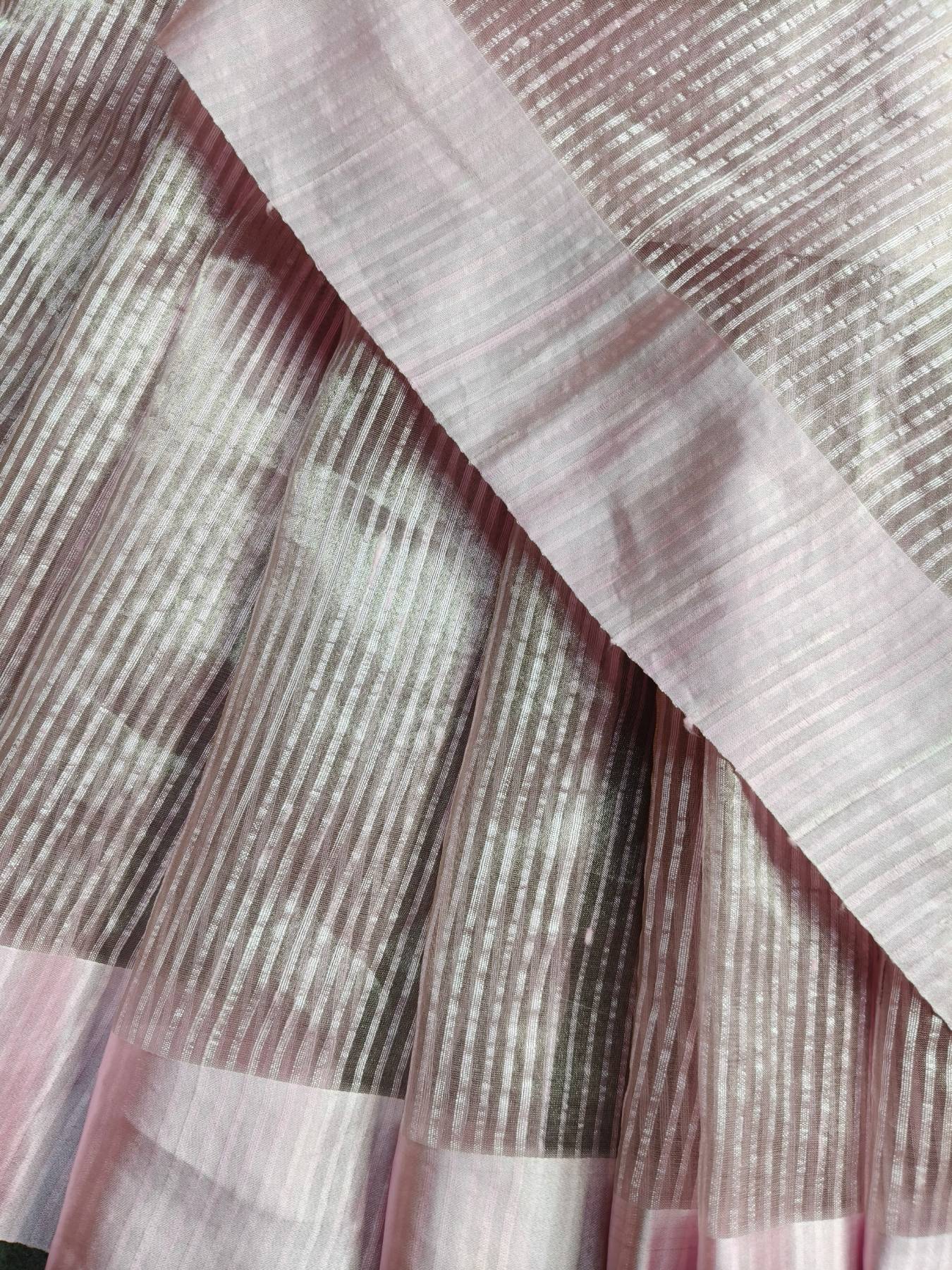 BABY PINK ORGANZA PURE HANDLOOM BANARASI SAREE