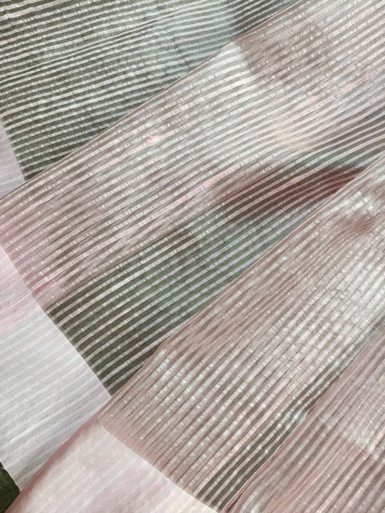 BABY PINK ORGANZA PURE HANDLOOM BANARASI SAREE