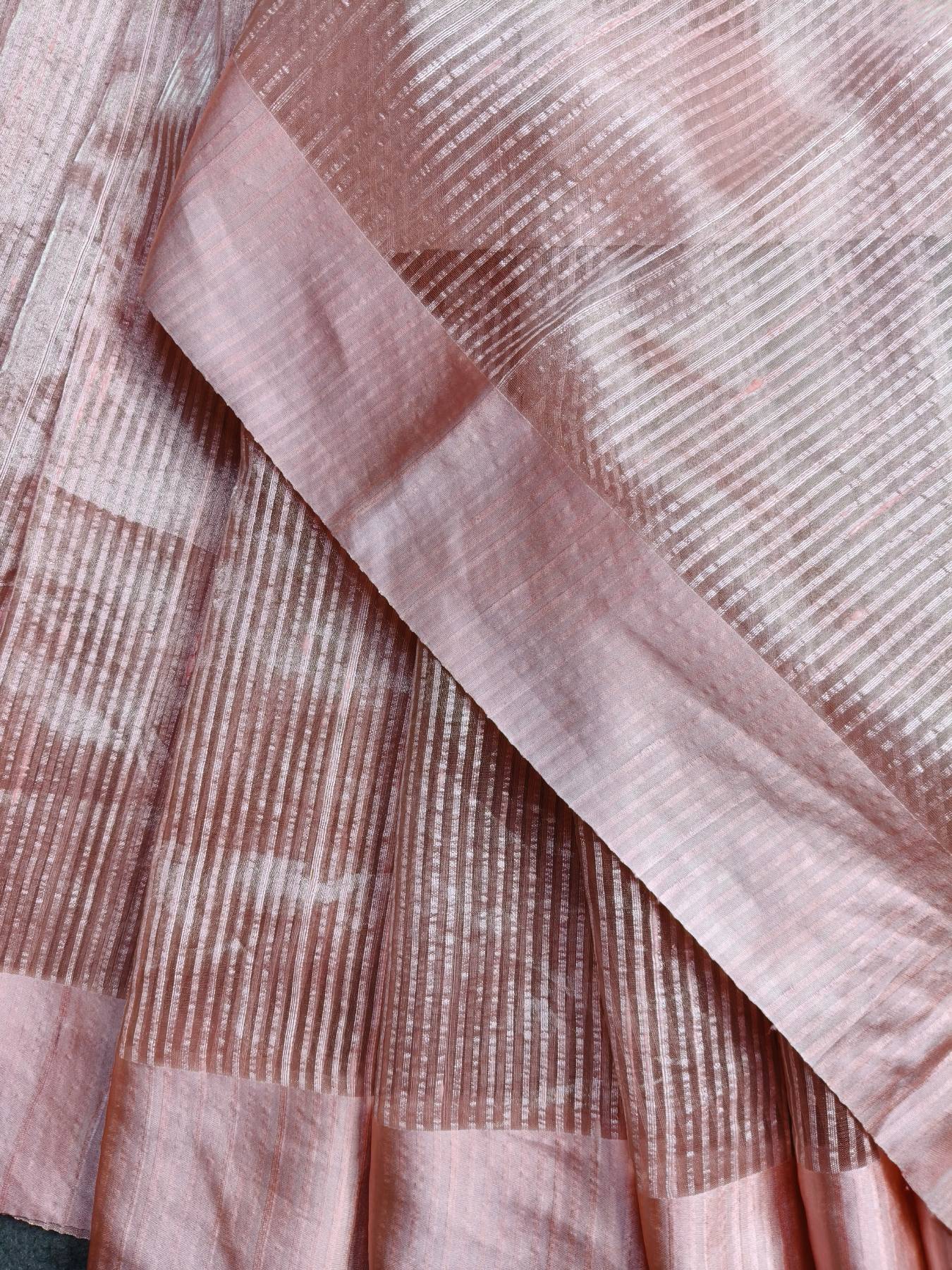 PEACH ORGANZA PURE HANDLOOM BANARASI SAREE