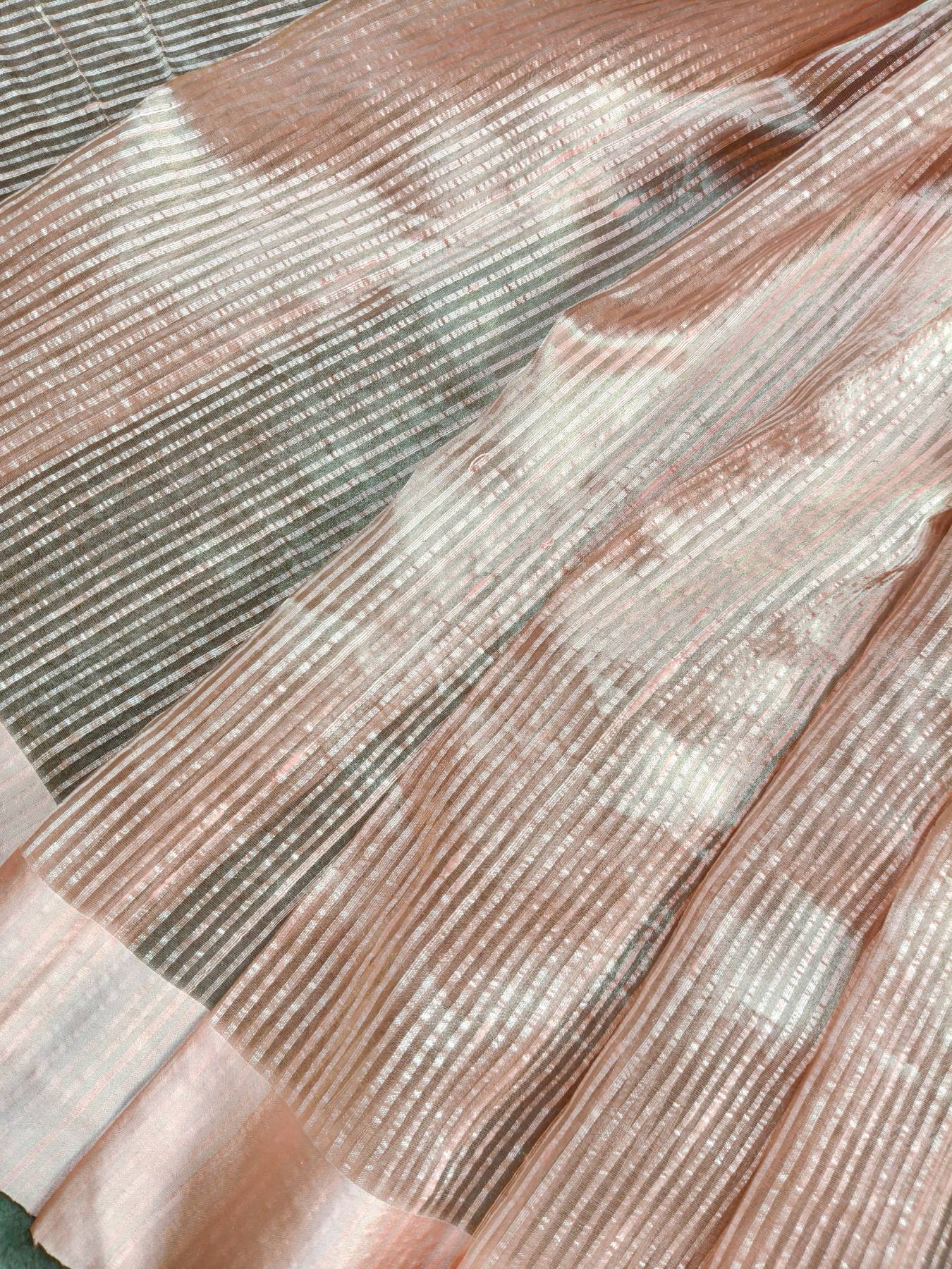 PEACH ORGANZA PURE HANDLOOM BANARASI SAREE
