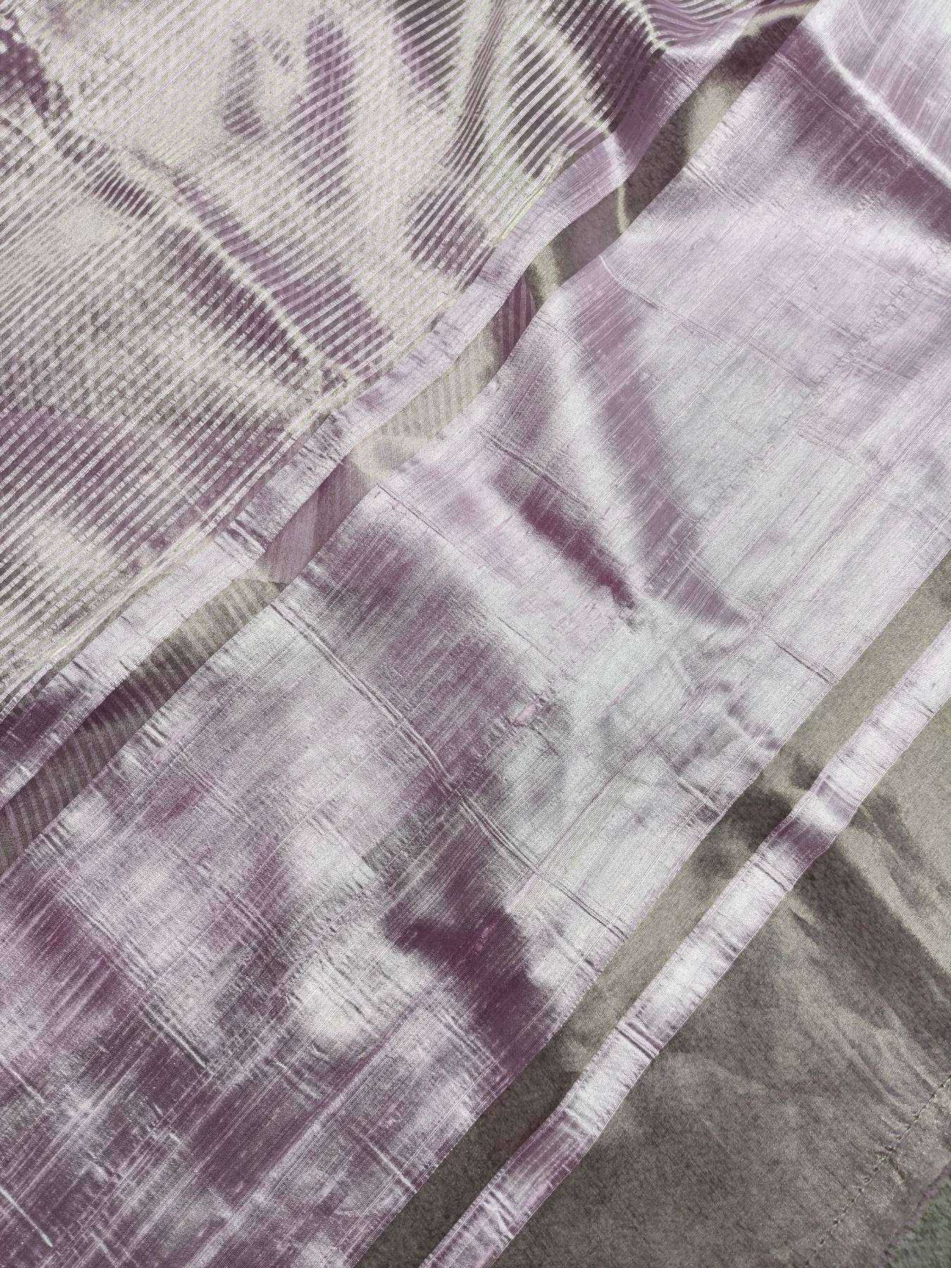 LAVENDER ORGANZA PURE HANDLOOM BANARASI SAREE