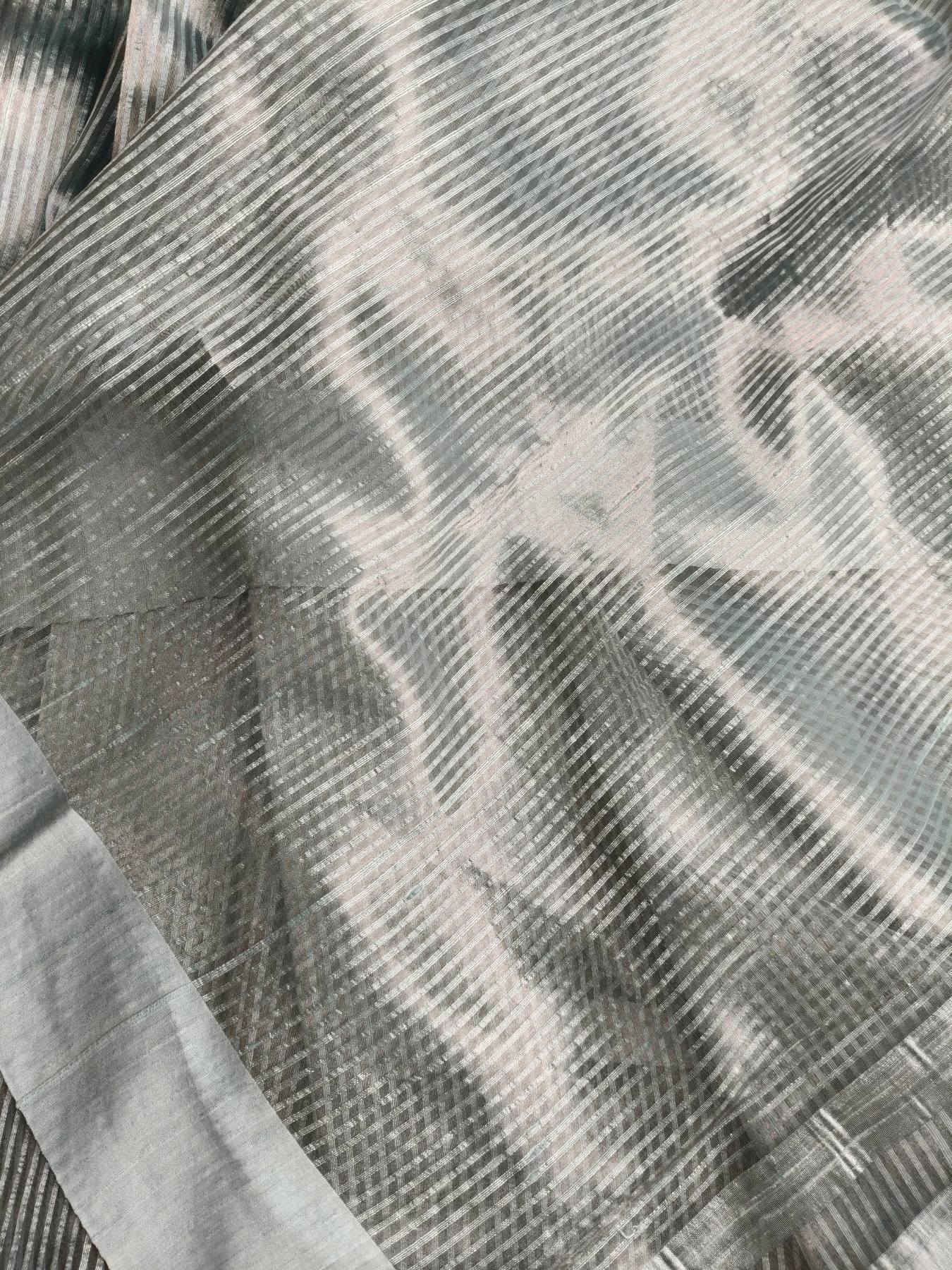 POWDER BLUE ORGANZA PURE HANDLOOM BANARASI SAREE