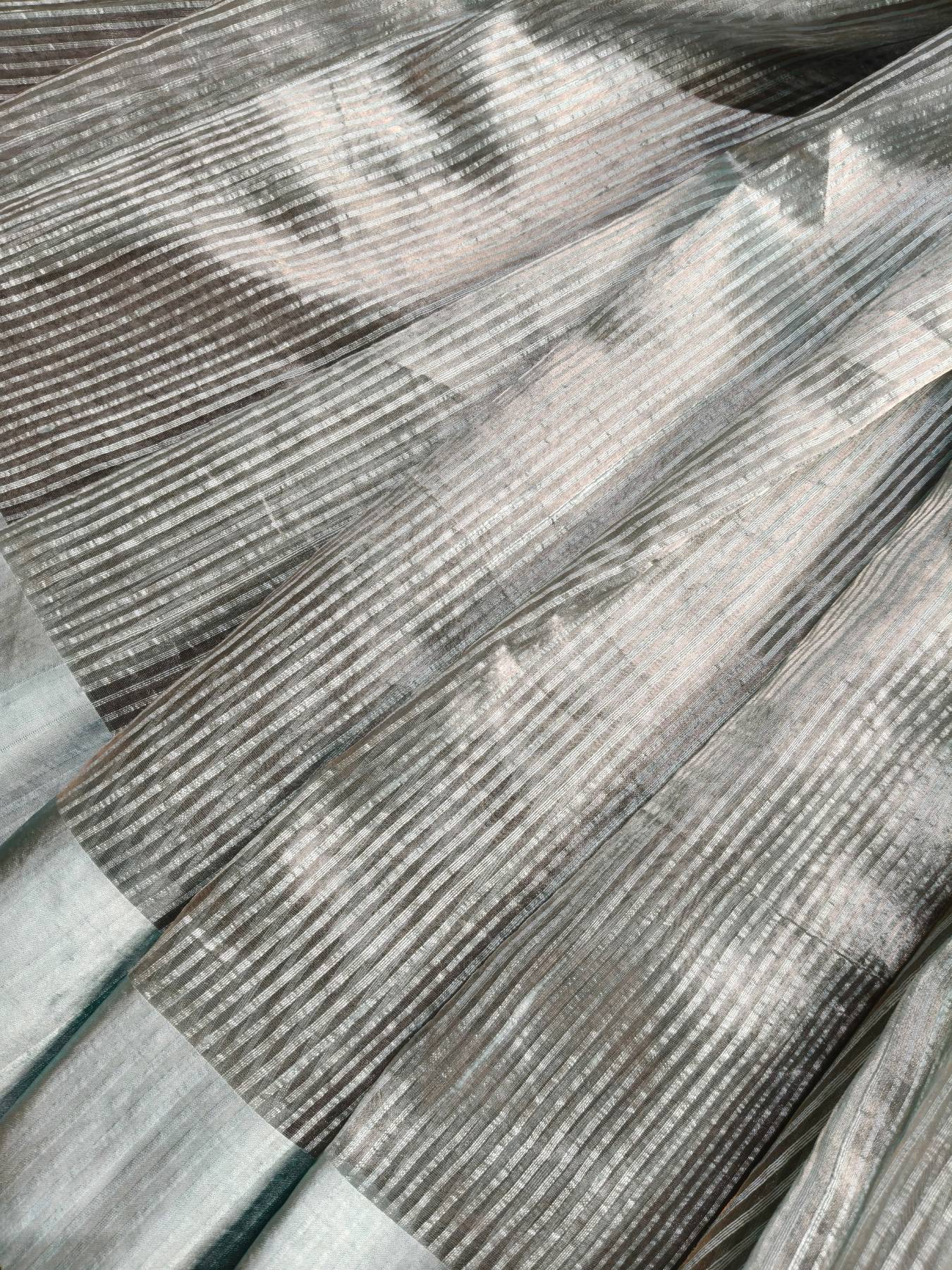 POWDER BLUE ORGANZA PURE HANDLOOM BANARASI SAREE