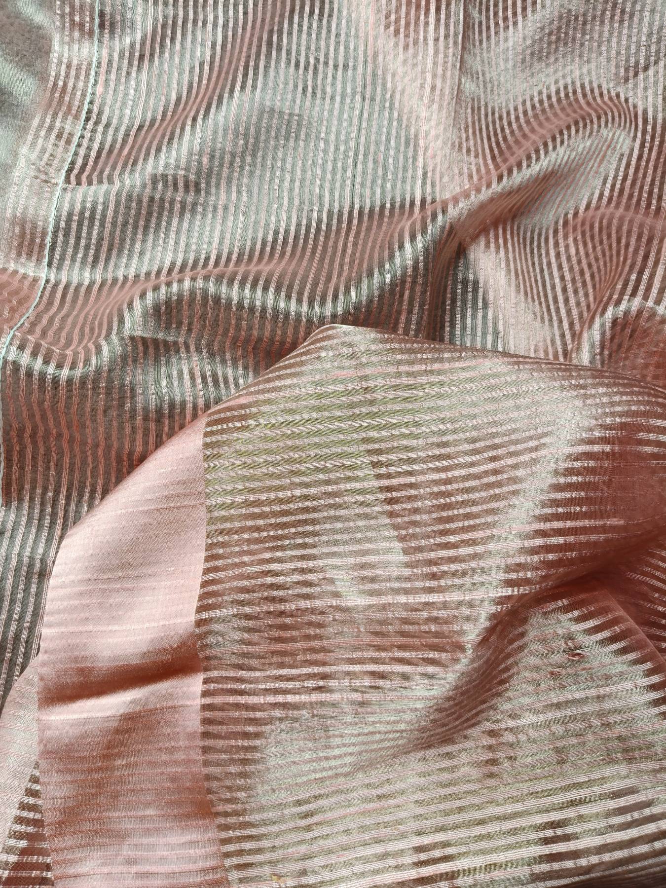 DARK PEACH ORGANZA PURE HANDLOOM BANARASI SAREE