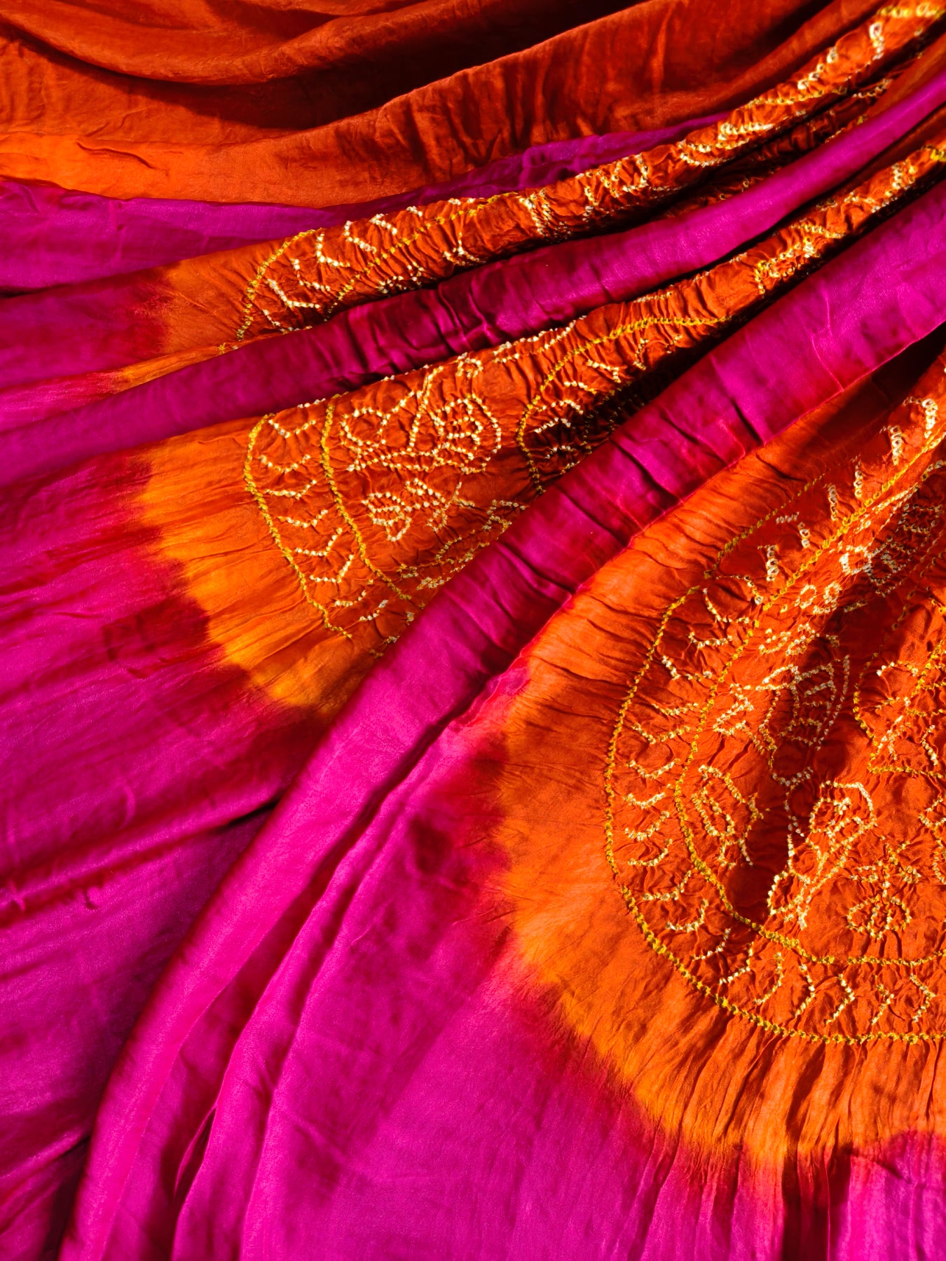PINK GAJJI SILK PURE HANDLOOM BANDHEJ SAREE