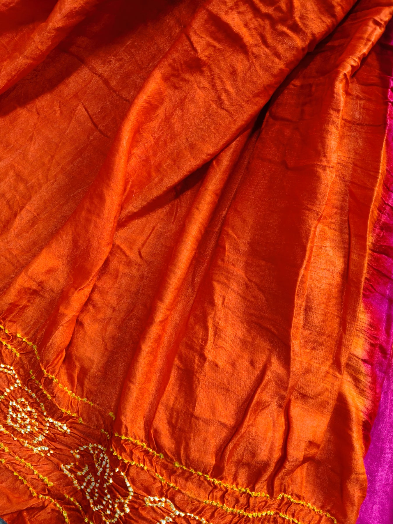 PINK GAJJI SILK PURE HANDLOOM BANDHEJ SAREE