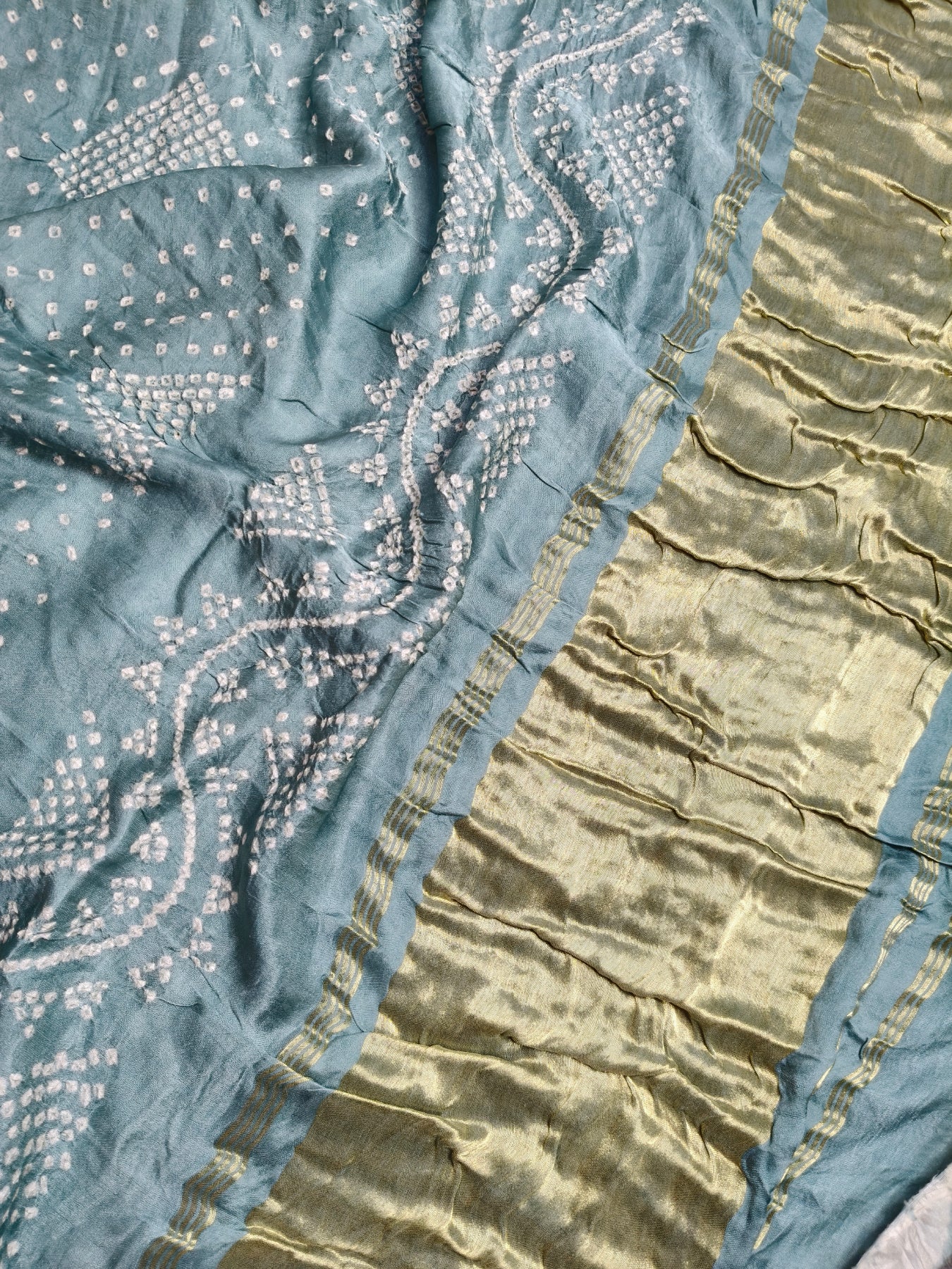 YELLOW GAJJI SILK PURE HANDLOOM BANDHEJ SAREE