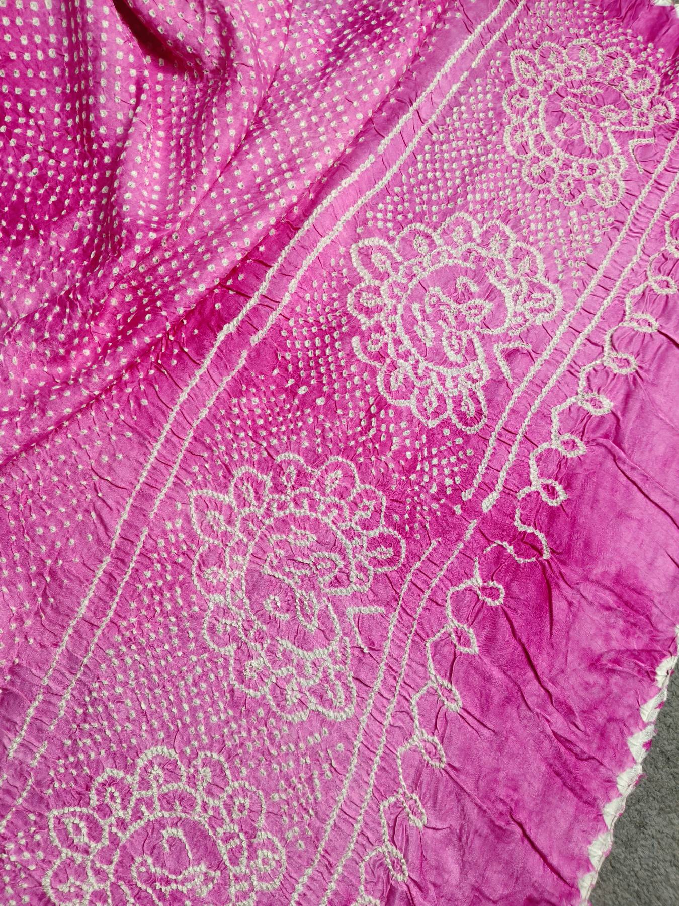 PINK GAJJI SILK PURE HANDLOOM BANDHEJ SAREE