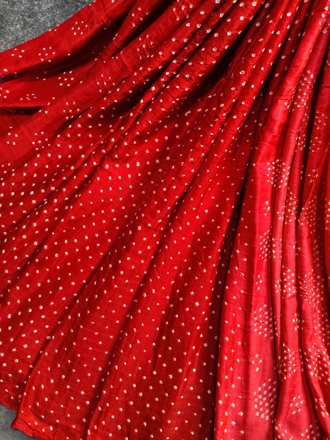 RED GAJJI SILK PURE HANDLOOM BANDHEJ SAREE