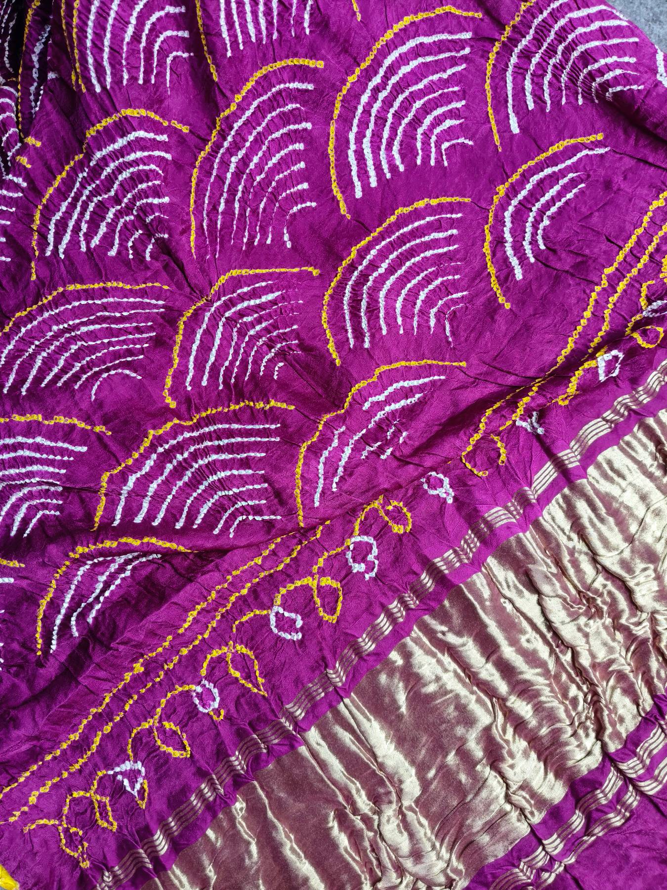 PURPLE TUSSAR PURE HANDLOOM BANDHEJ SAREE