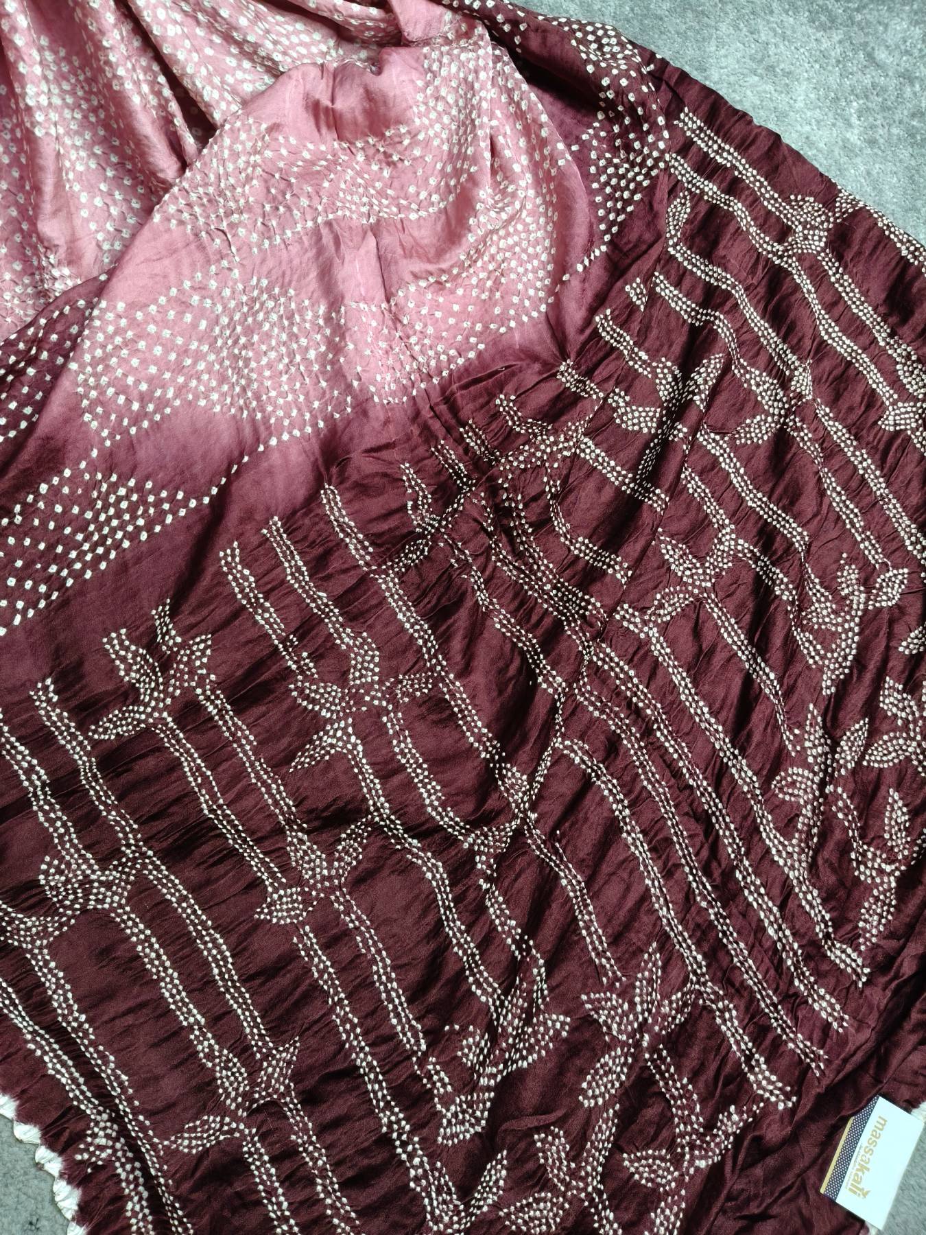 CREPE PINK TUSSAR PURE HANDLOOM BANDHEJ SAREE