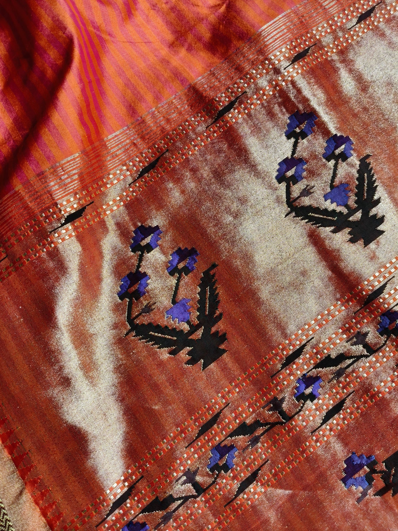 ORANGE SILK PURE HANDLOOM PAITHANI SAREE