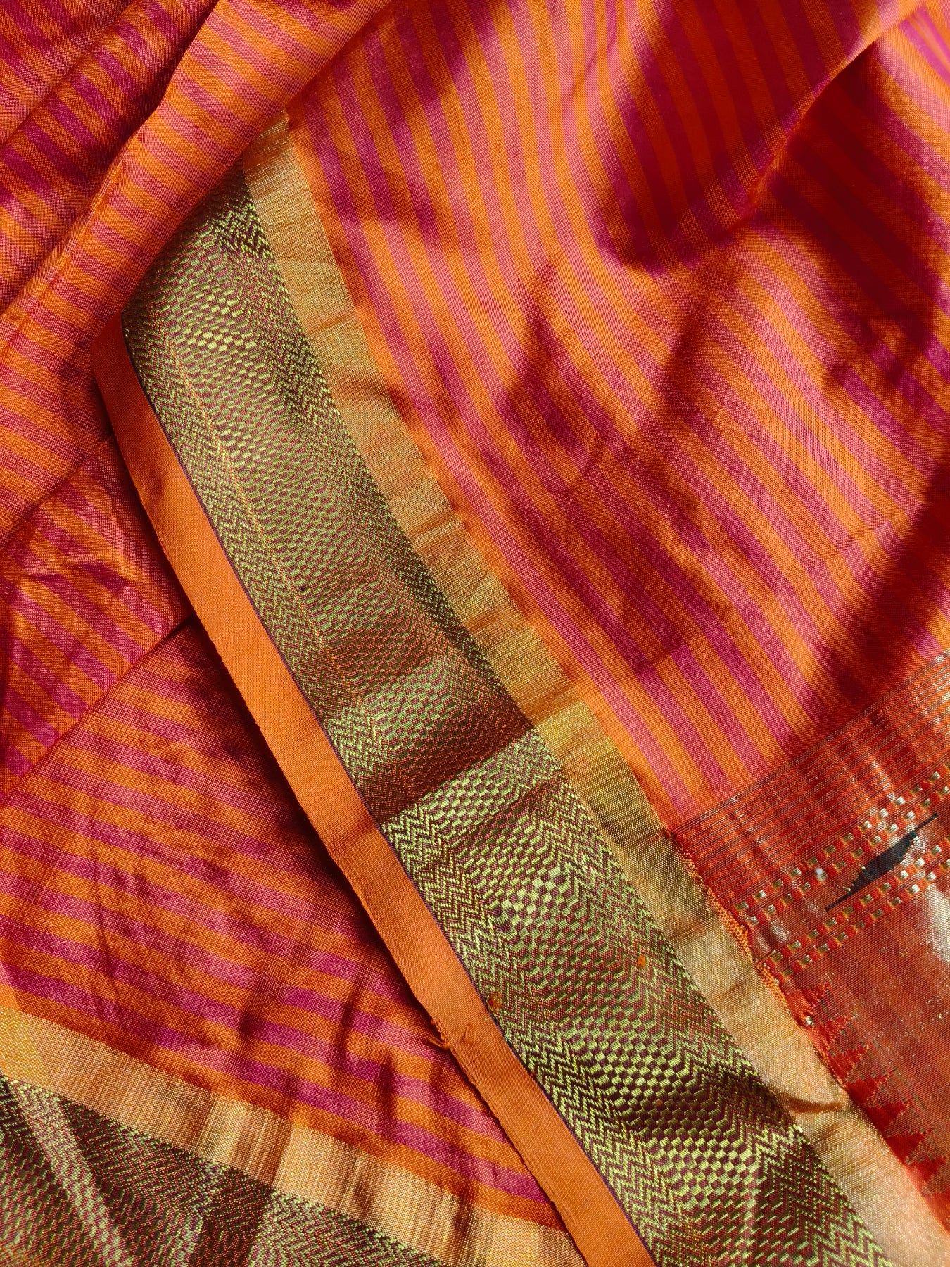 ORANGE SILK PURE HANDLOOM PAITHANI SAREE