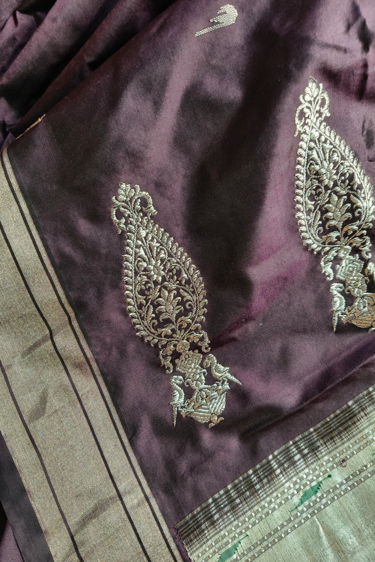 DARK WINE SILK PURE HANDLOOM PAITHANI SAREE