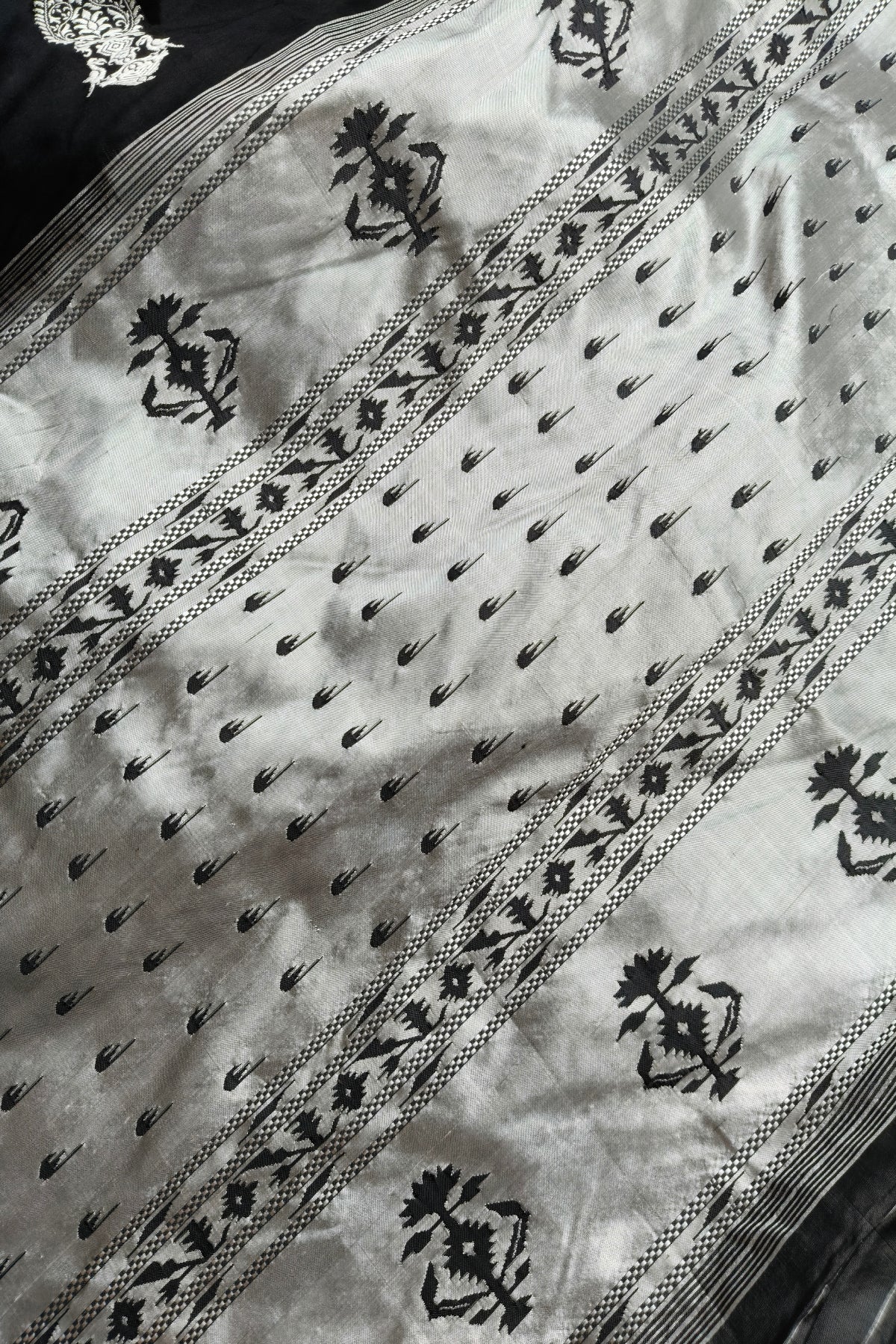 BLACK SILK PURE HANDLOOM PAITHANI SAREE