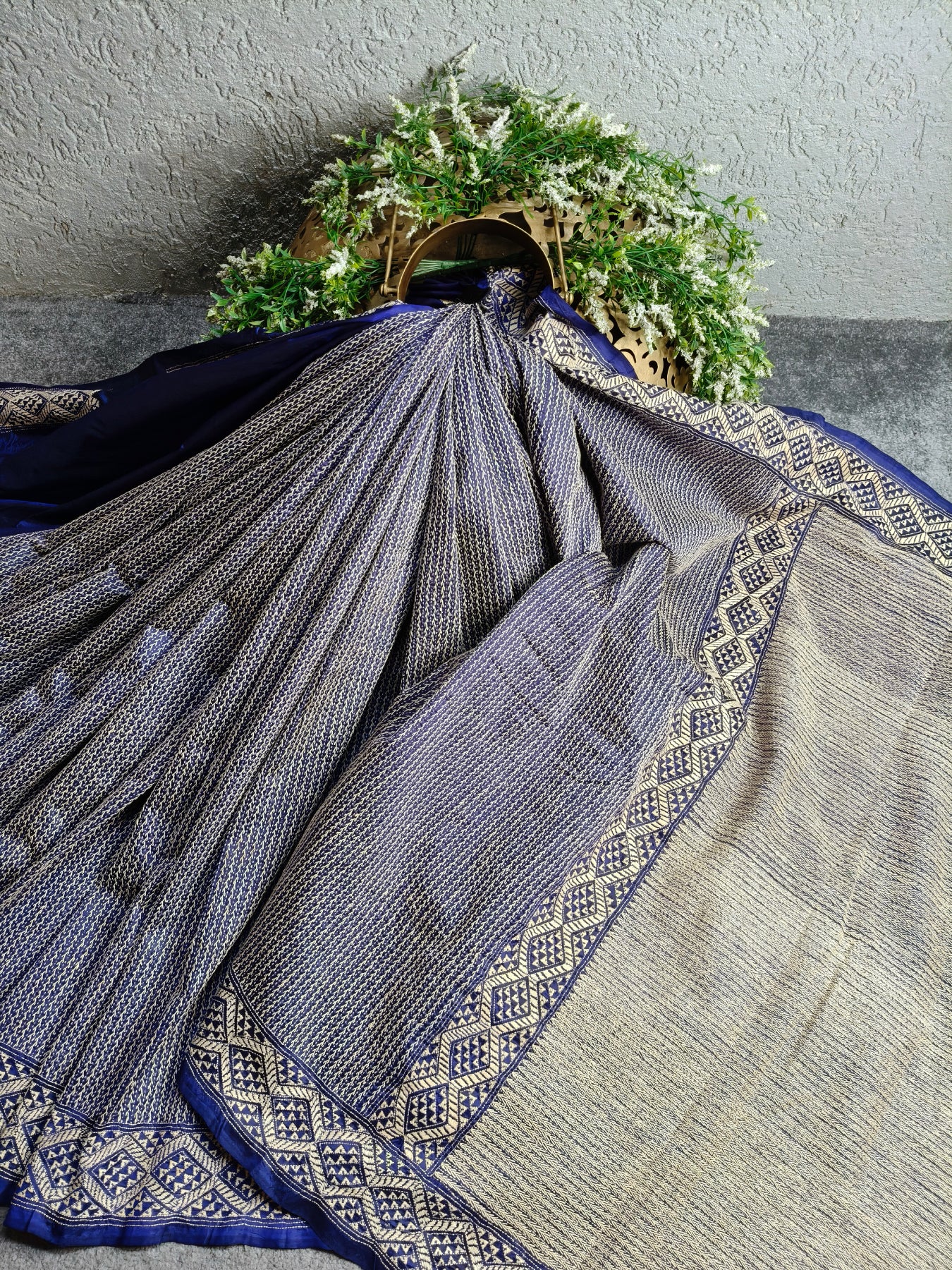 PURPLE SILK PURE HANDLOOM KANTHA SAREE
