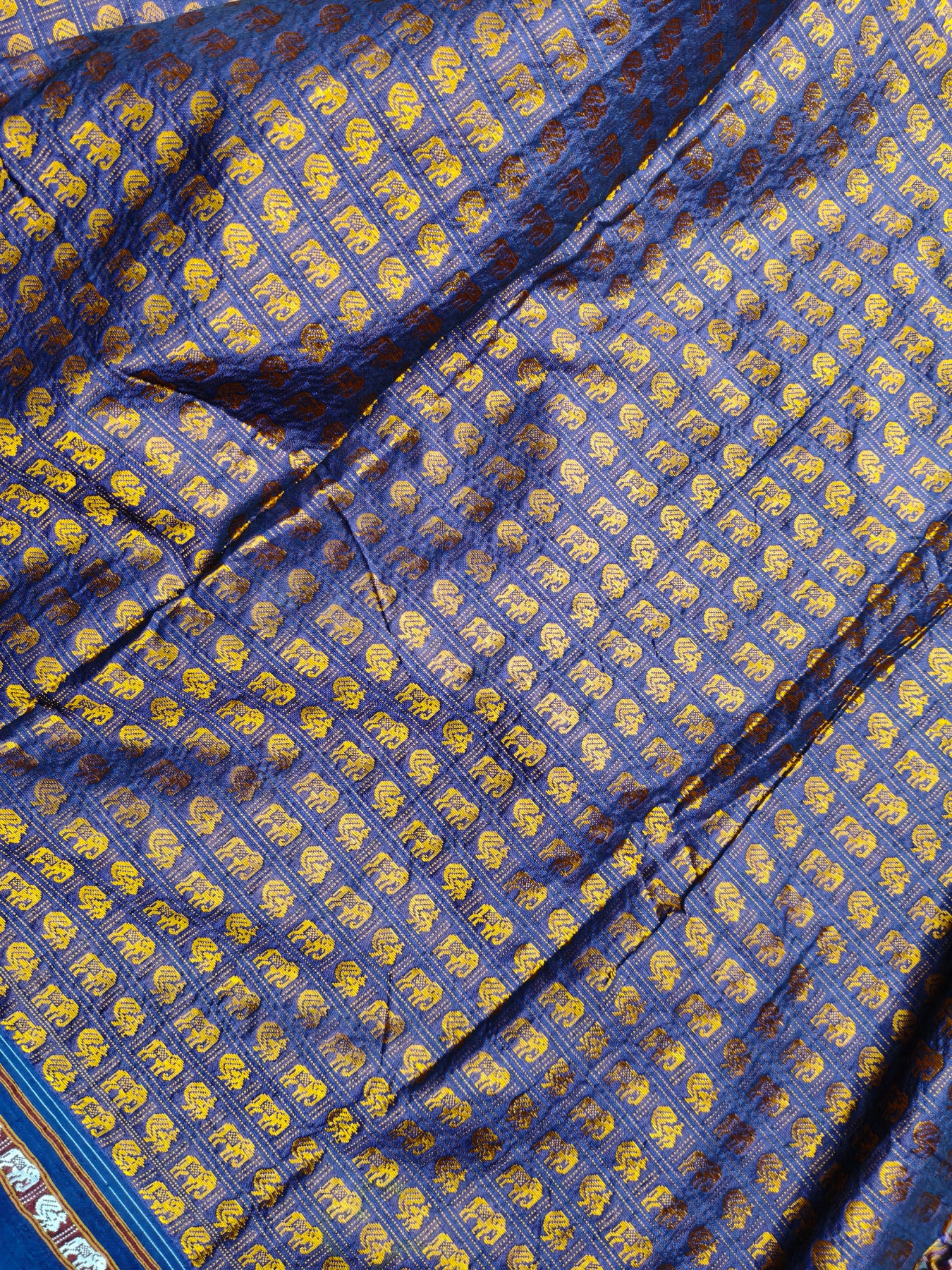 BLUE MULBERRY SILK PURE HANDLOOM KHUN SAREE