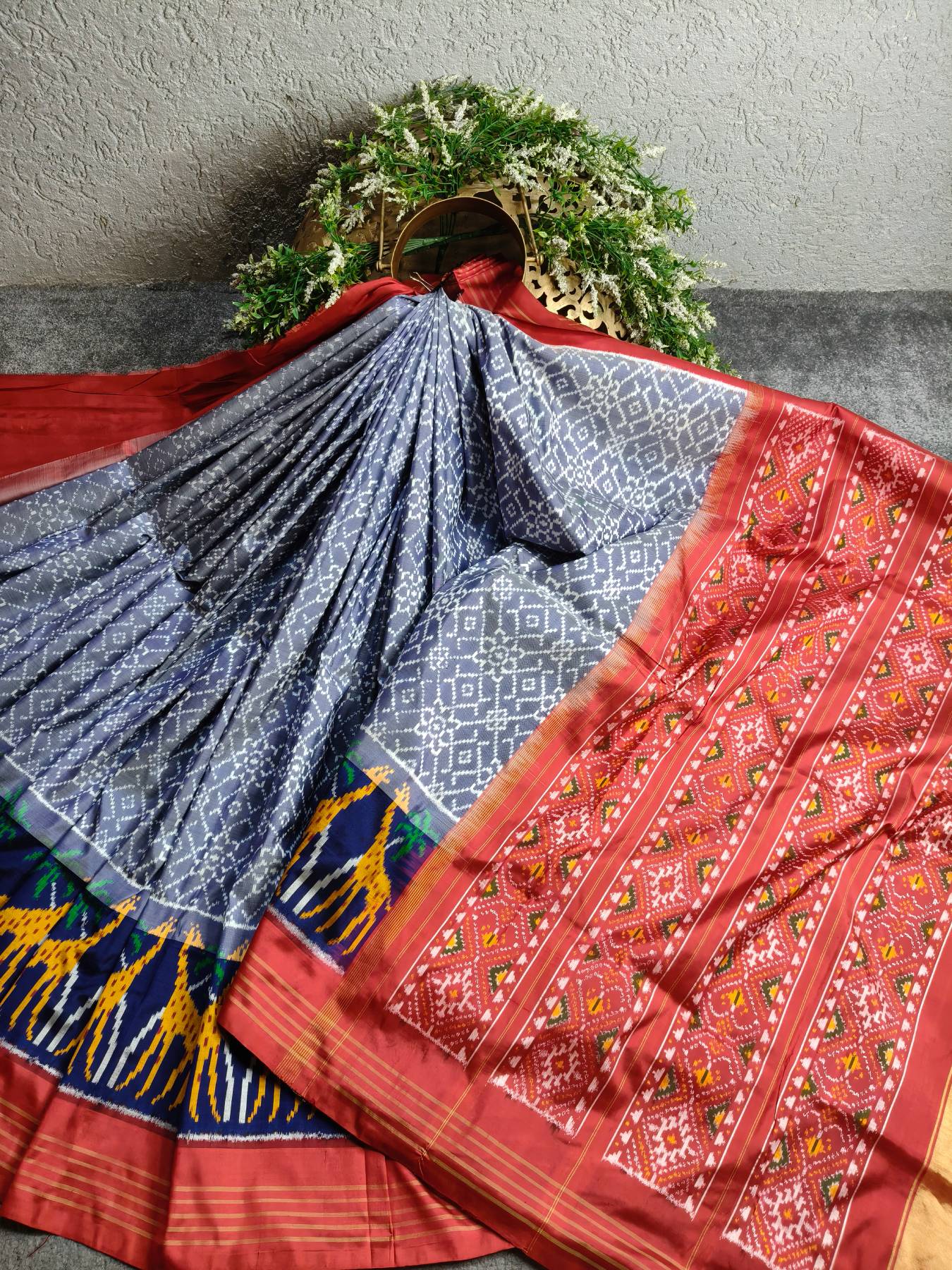 LAVENDER SILK PURE HANDLOOM IKKAT SAREE