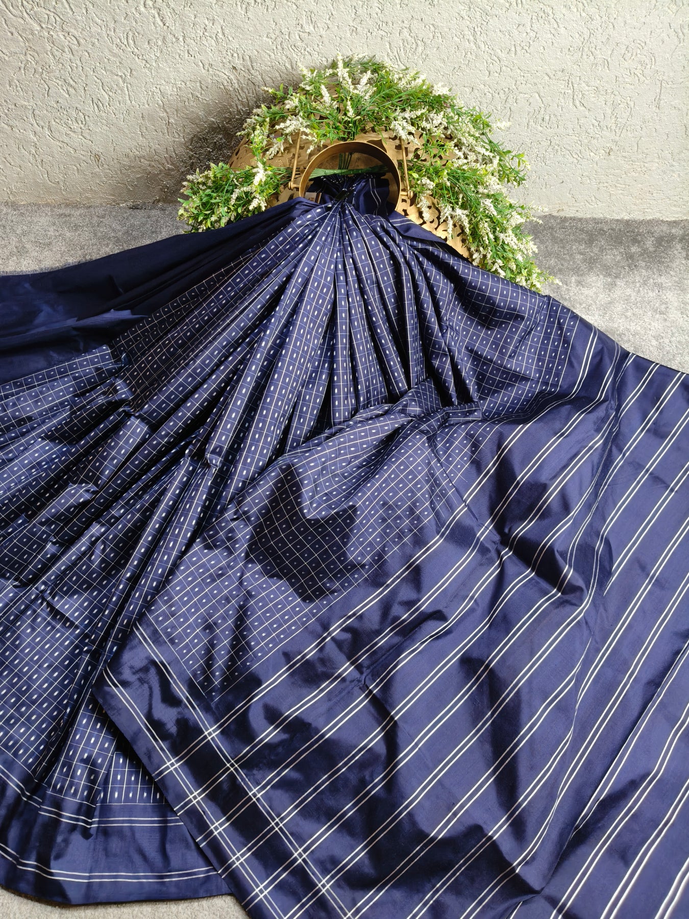 MIDNIGHT BLUE SILK PURE HANDLOOM IKKAT SAREE