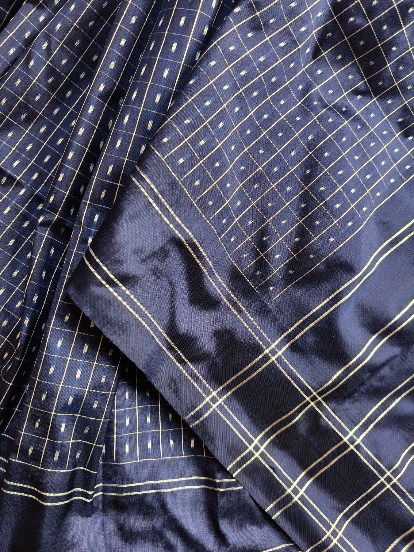 MIDNIGHT BLUE SILK PURE HANDLOOM IKKAT SAREE