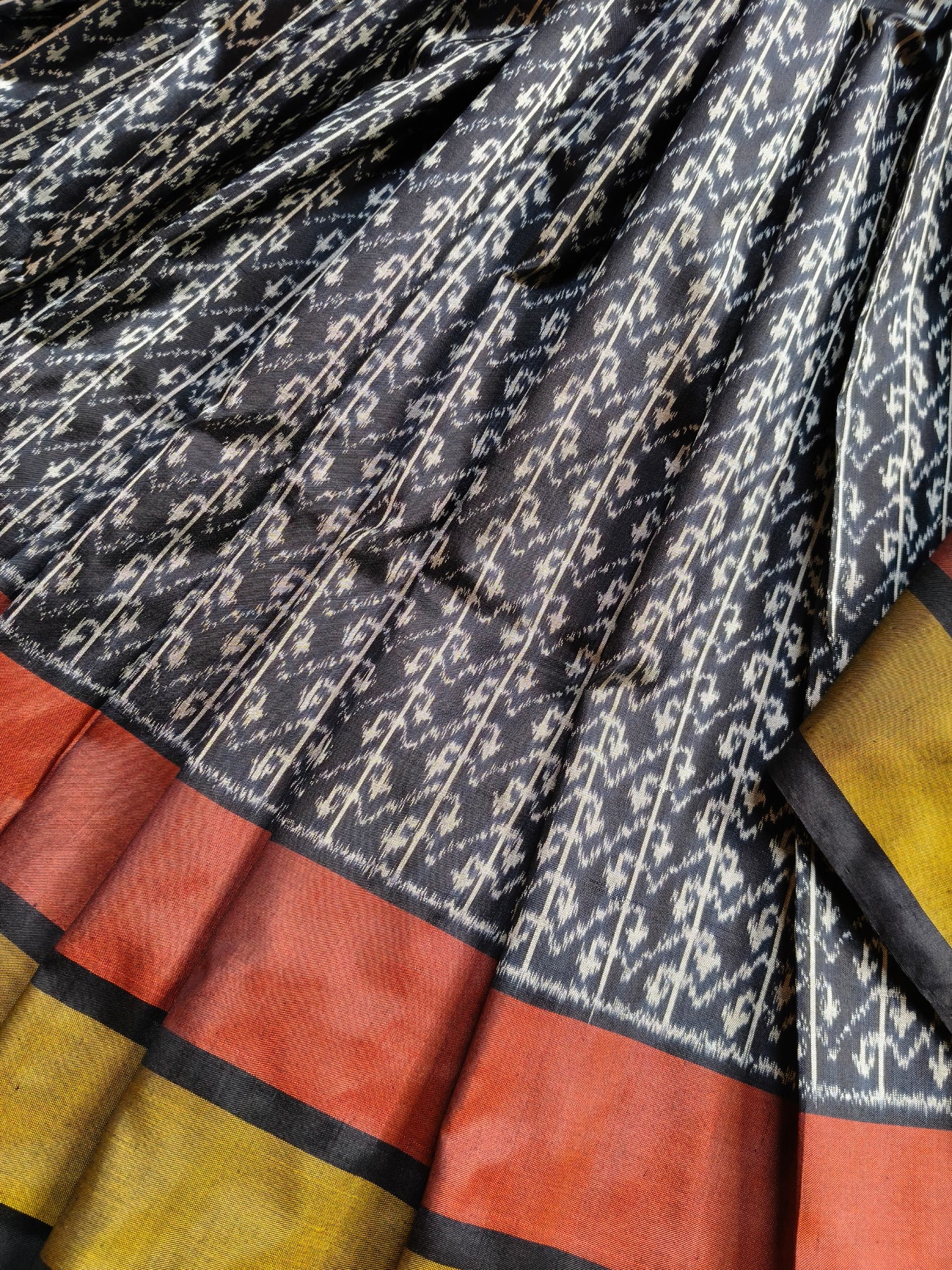BLACK SILK PURE HANDLOOM IKKAT SAREE