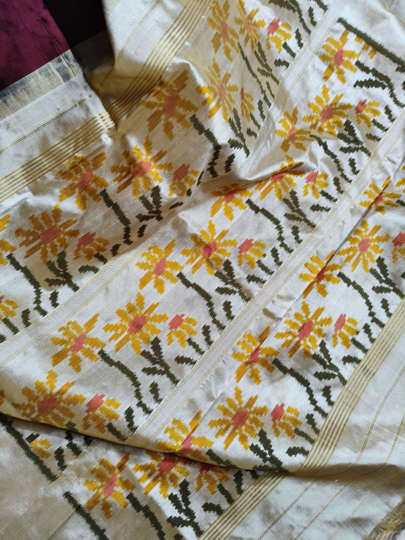 WINE SILK PURE HANDLOOM IKKAT SAREE