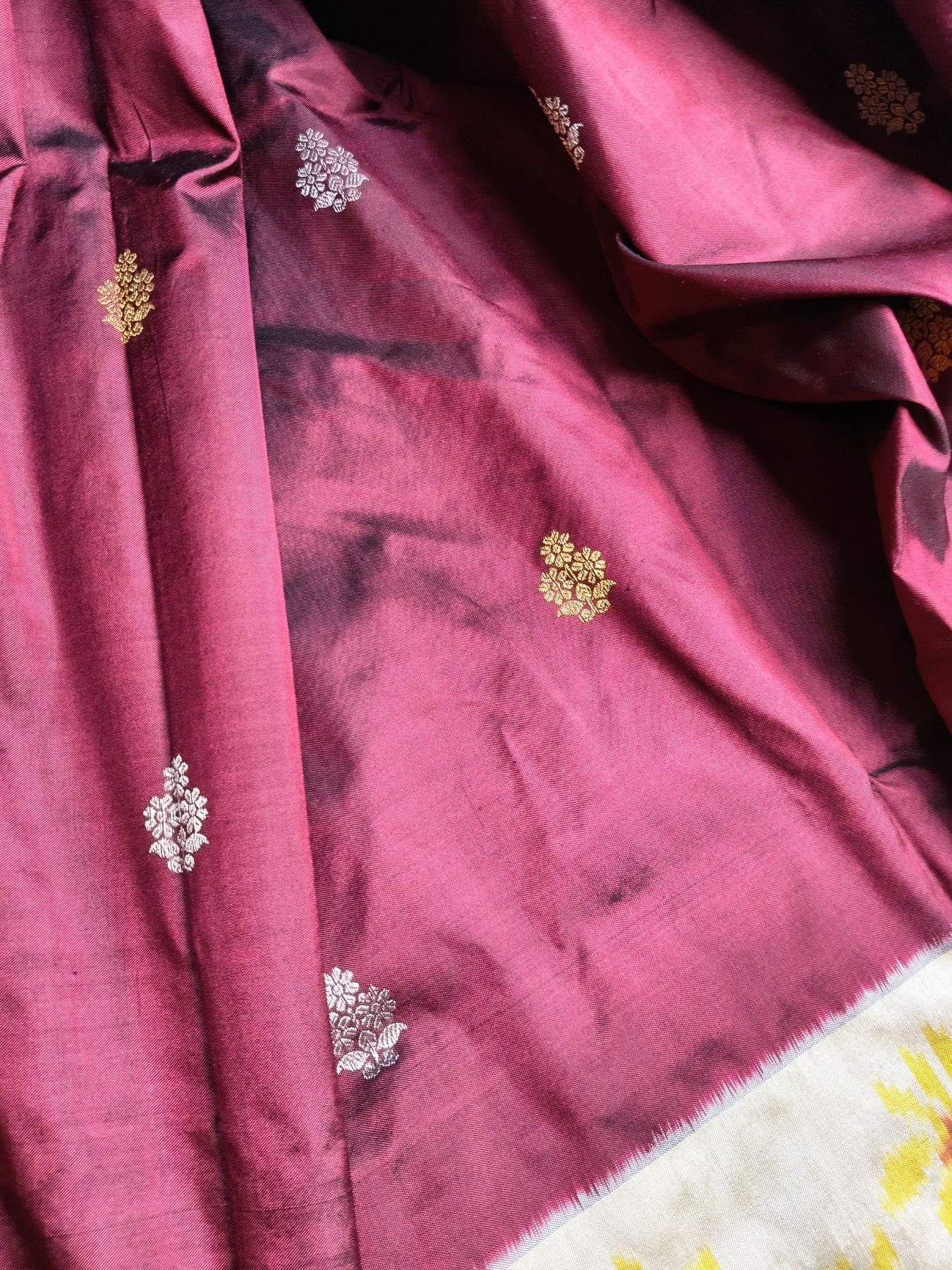 WINE SILK PURE HANDLOOM IKKAT SAREE